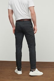 Charcoal Grey Slim Fit Belted Soft Touch Chino Trousers - Image 2 of 6