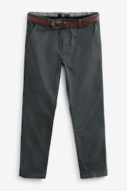 Charcoal Grey Slim Fit Belted Soft Touch Chino Trousers - Image 5 of 6