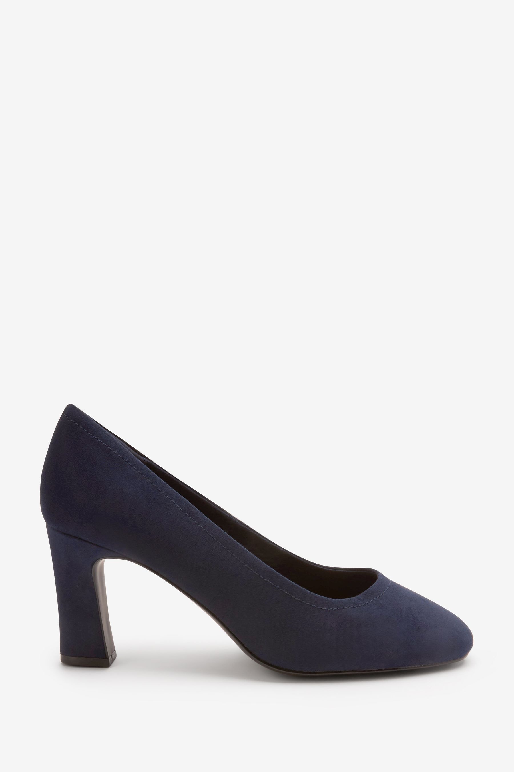 Buy Navy Blue Extra Wide Fit Forever Comfort Round Toe Block Heel Court Shoes from the Next UK online shop