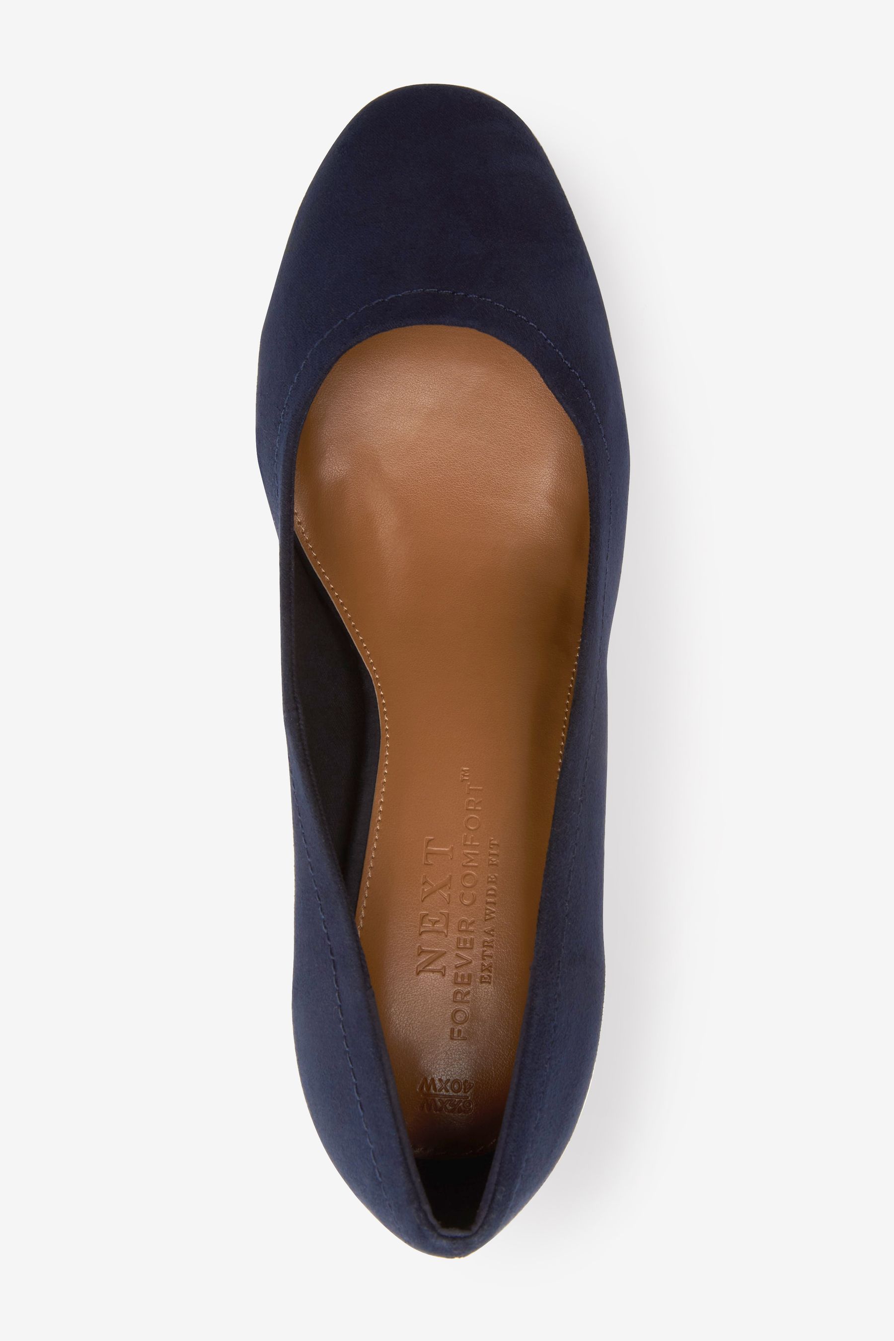 Buy Navy Blue Extra Wide Fit Forever Comfort Round Toe Block Heel Court Shoes from Next Luxembourg