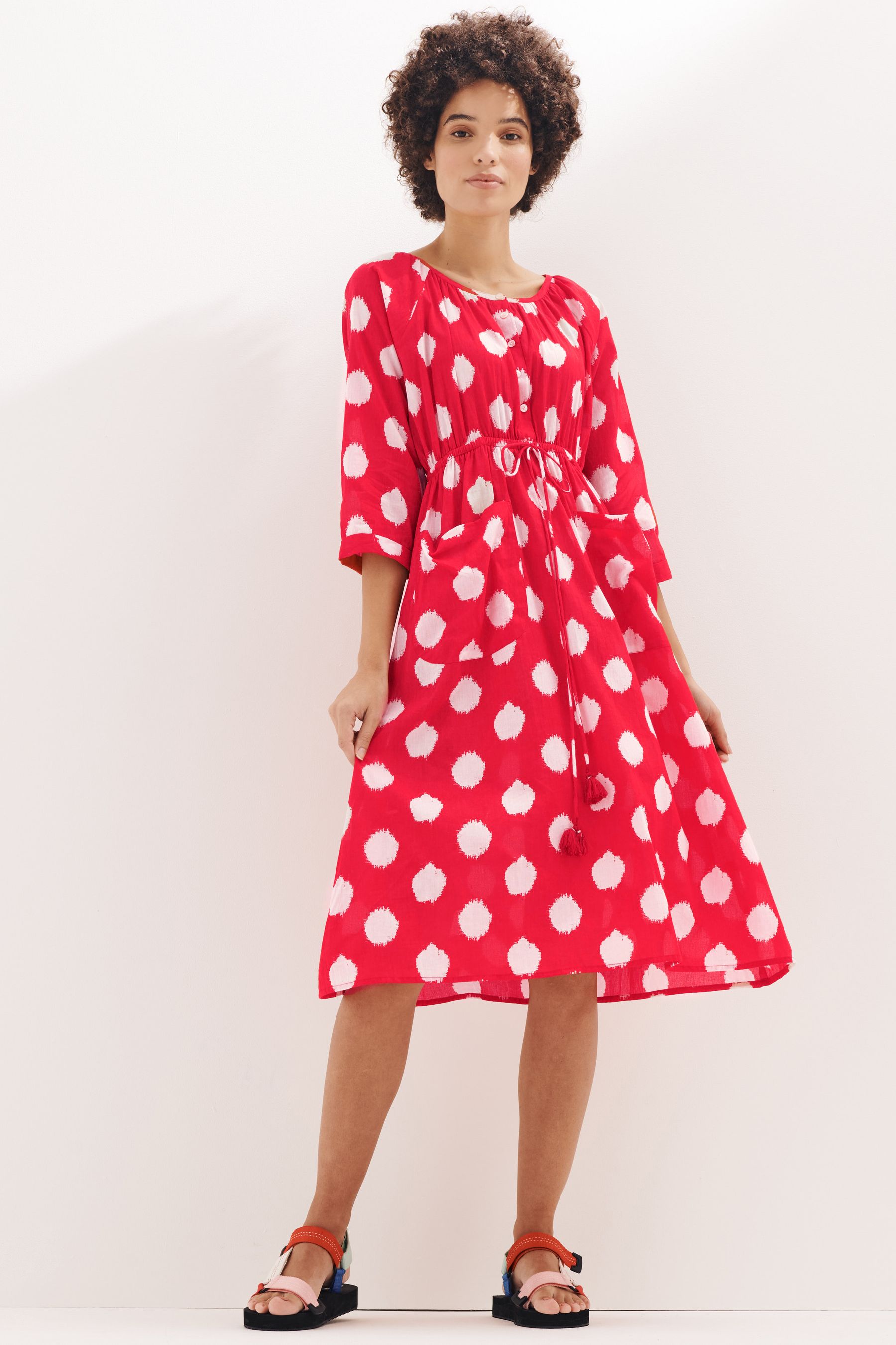Buy Dream Red Spot Print Charleston Midi Dress from Next Luxembourg