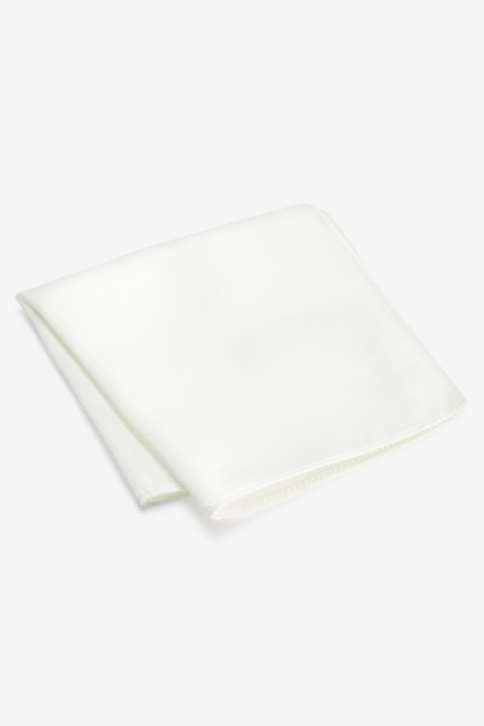 White Ivory Recycled Polyester Twill Pocket Square - Image 2 of 2