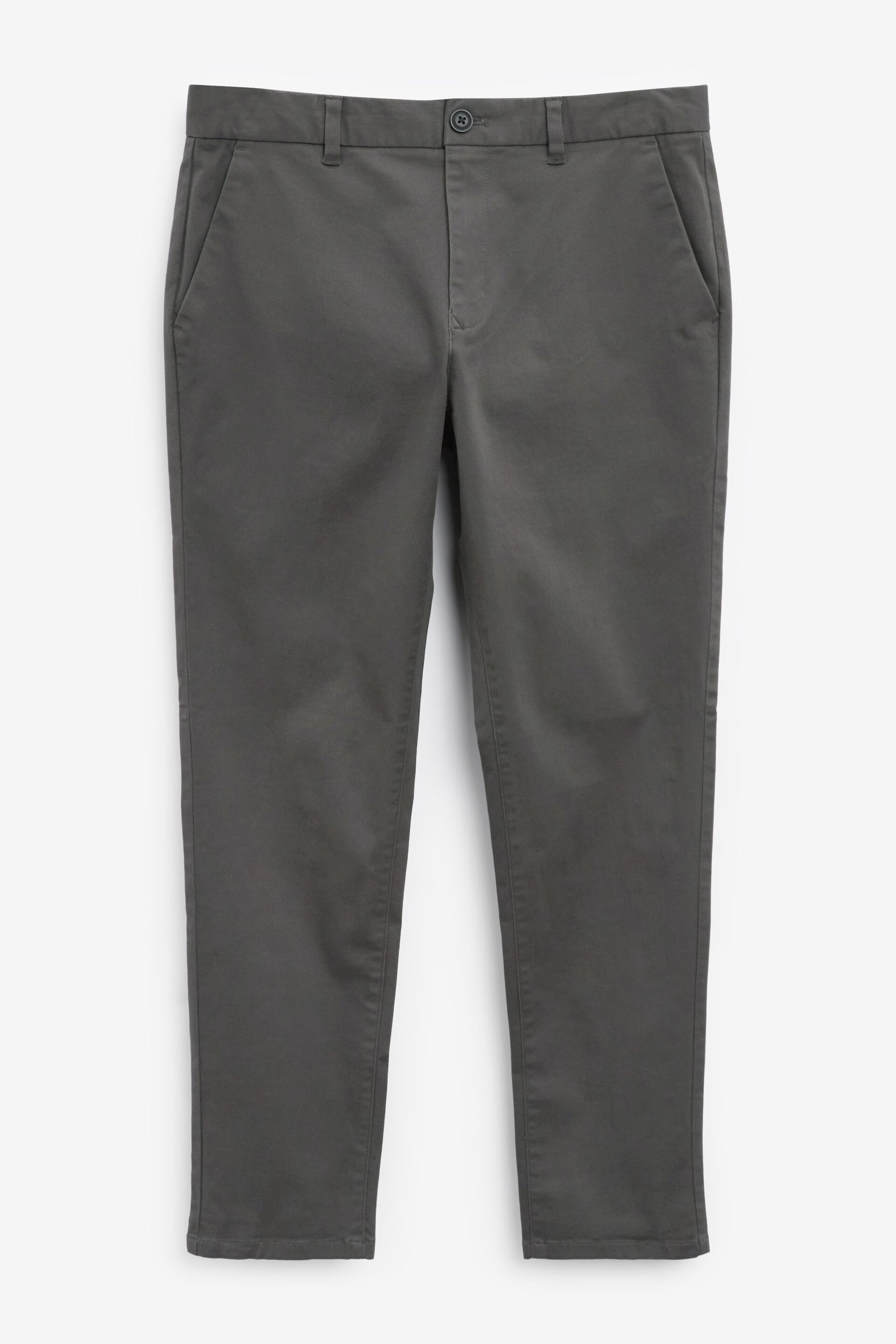 Dark Grey Regular Tapered Fit Stretch Chinos Trousers - Image 6 of 8