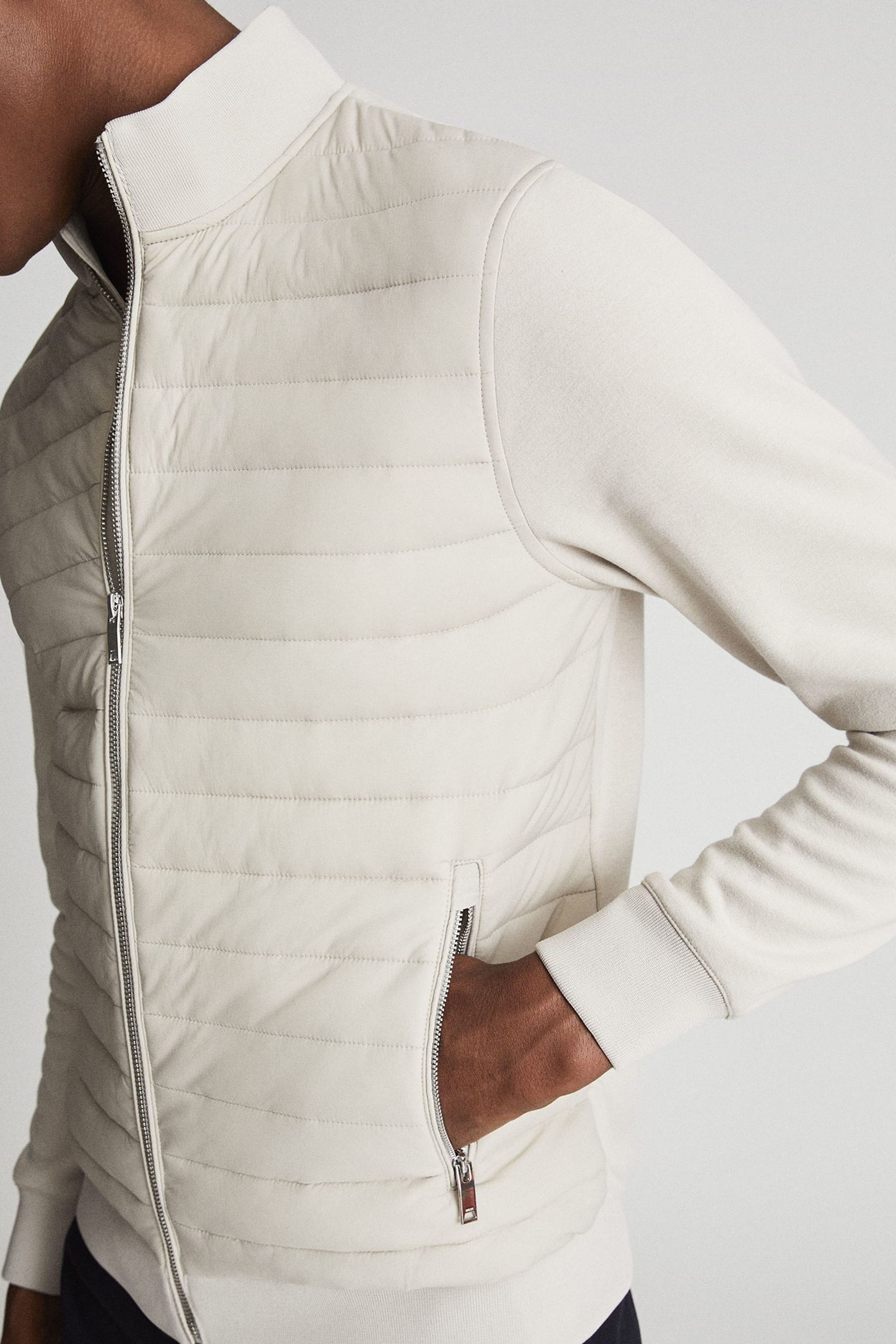 Buy Reiss Cream Reiss Mens Cream Flintoff Quilted Hybrid Jacket from the Next UK online shop