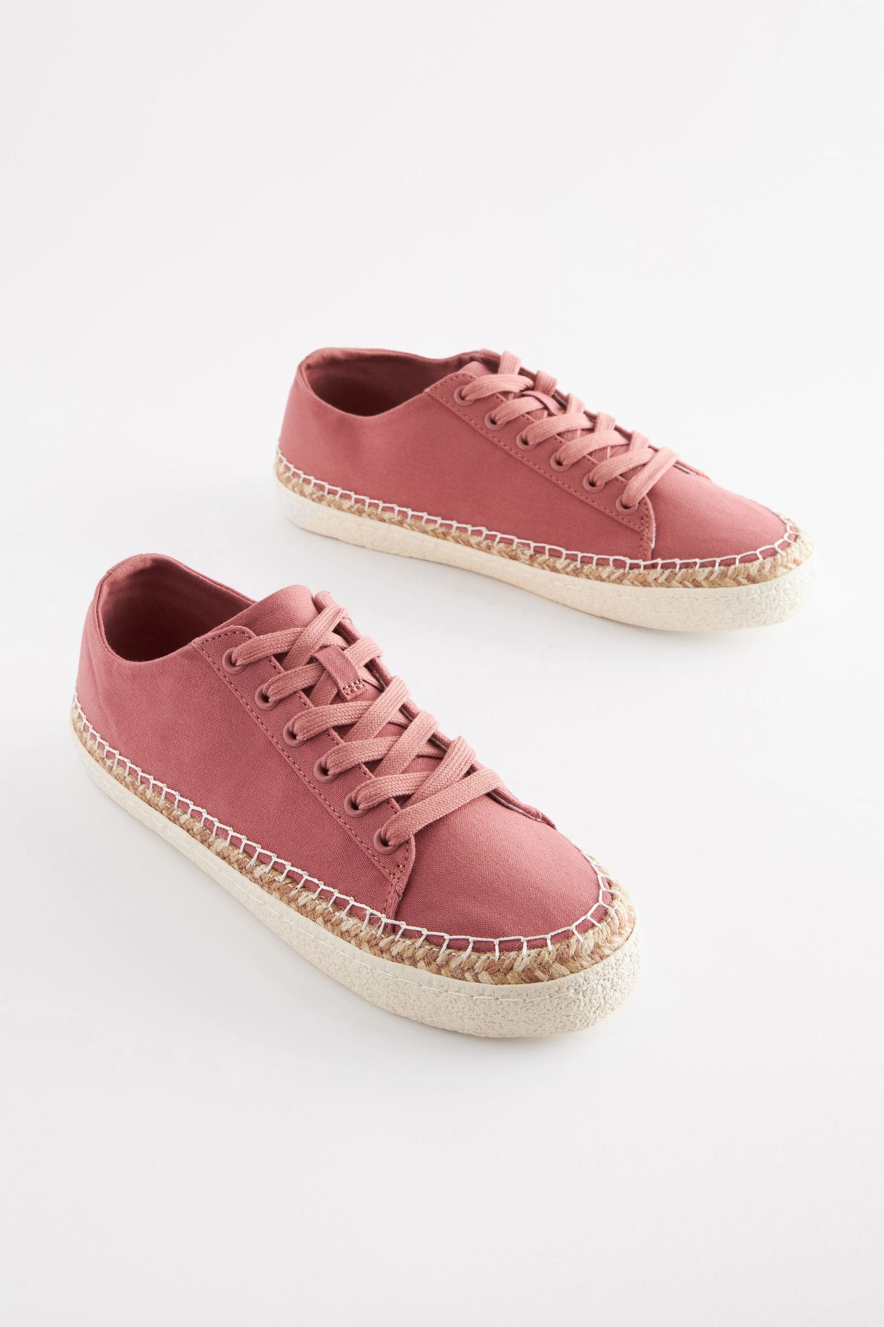 Buy Pink Regular Wide Fit Forever Comfort Espadrille Lace Up Trainers from Next Luxembourg