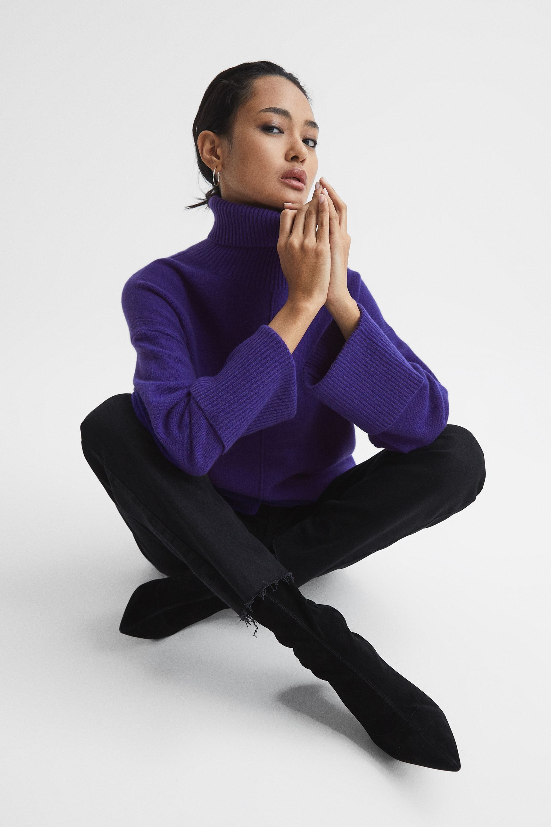 Buy Reiss Purple Sarah Wool Cashmere Roll Neck Jumper from Next Malta