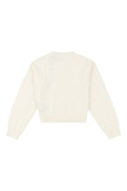 U.S. Polo Assn. Girls Cream Cable Knit Cardigan - Image 2 of 3