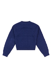 U.S. Polo Assn. Girls Blue Cable Knit Cardigan - Image 2 of 3