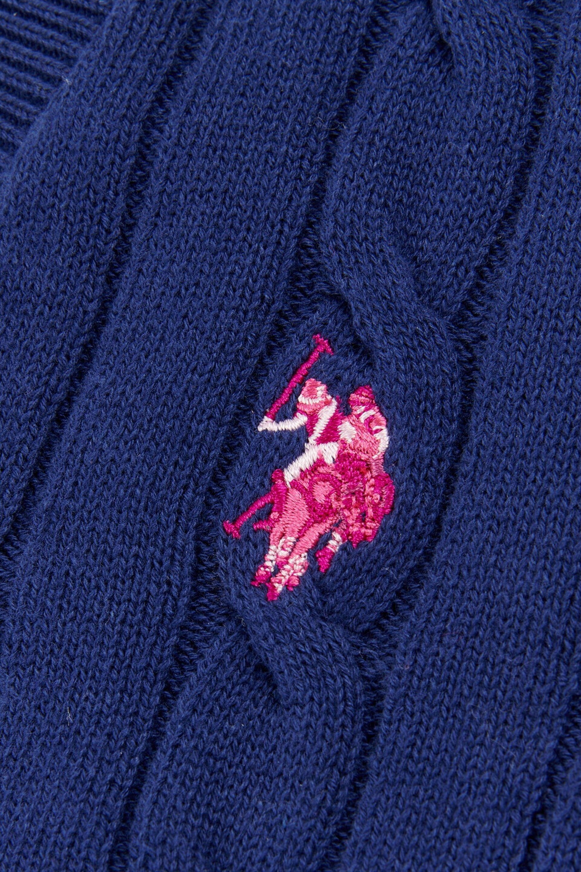 U.S. Polo Assn. Girls Blue Cable Knit Cardigan - Image 3 of 3