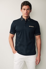 Black/Gold Short Sleeve Smart Collar Polo Shirt - Image 4 of 9
