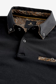 Black/Gold Short Sleeve Smart Collar Polo Shirt - Image 8 of 9