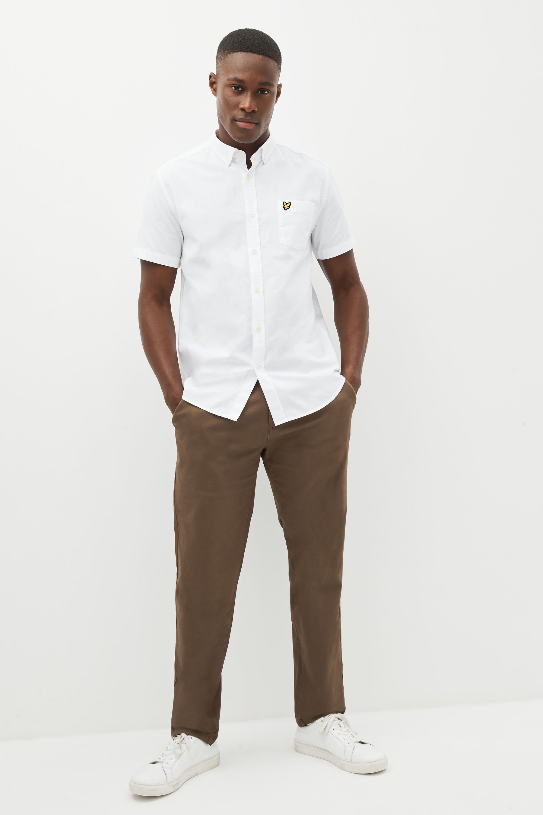 Buy Lyle Scott White 100 Cotton Short Sleeve Oxford Shirt from Next Malta