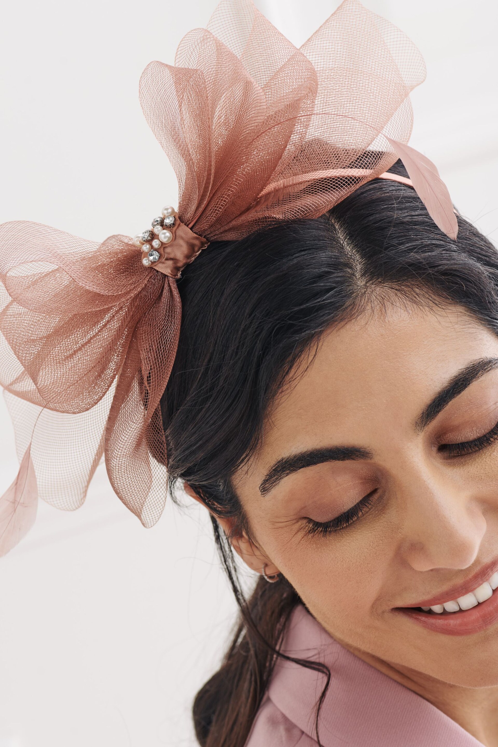 Blush Pink Wedding Fascinator - Image 1 of 2