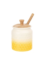Kitchen Pantry Yellow Honey Pot With Drizzler - Image 3 of 4