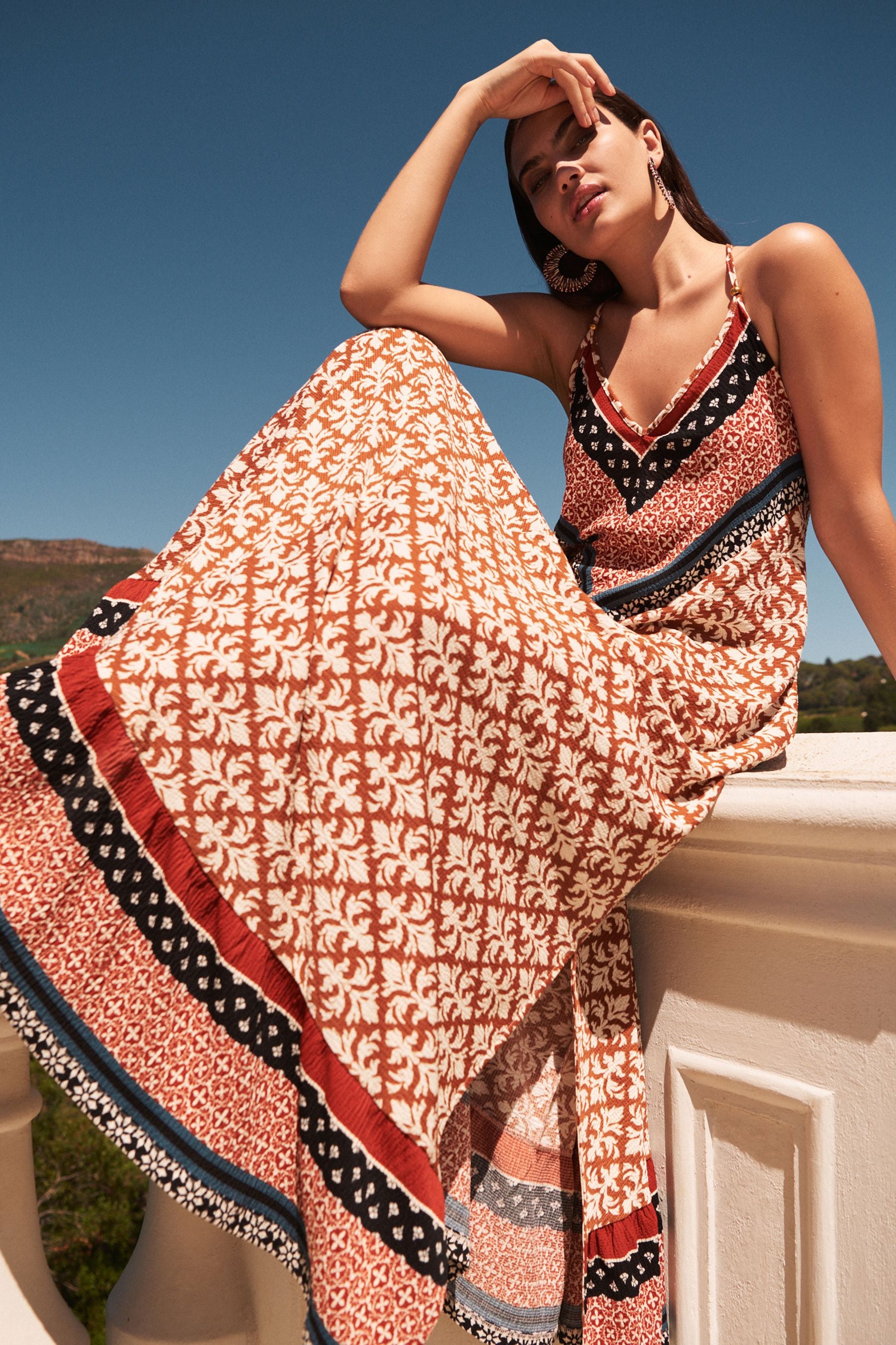 Rust coloured maxi dress deals