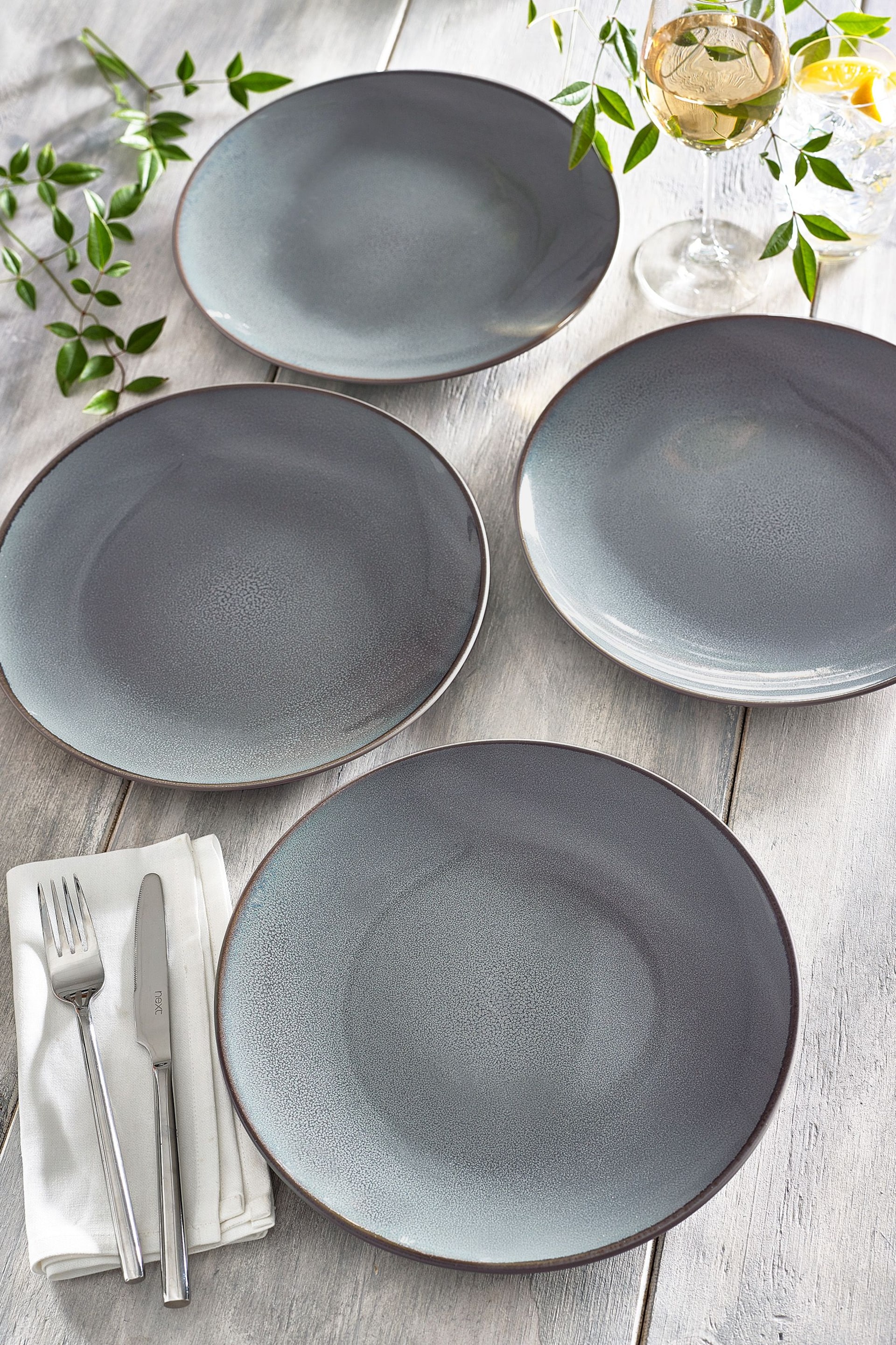 Slate Blue Logan Reactive Glaze Set of 4 Dinner Plates - Image 1 of 3