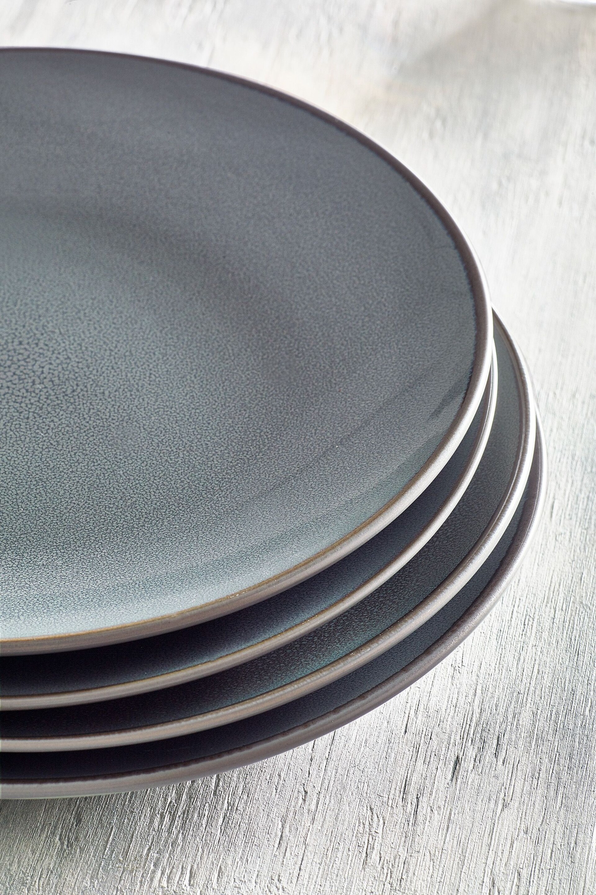 Slate Blue Logan Reactive Glaze Set of 4 Dinner Plates - Image 3 of 3