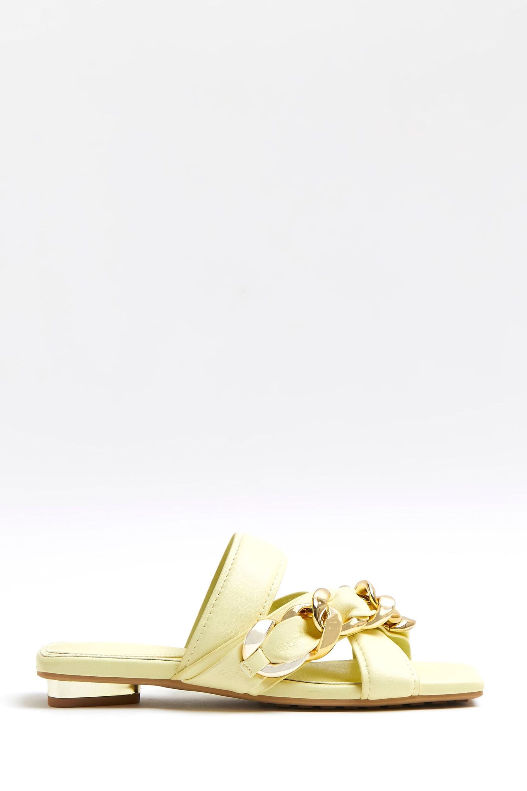 Buy River Island Yellow Asymmetric Chain Flat Sandals from Next Luxembourg