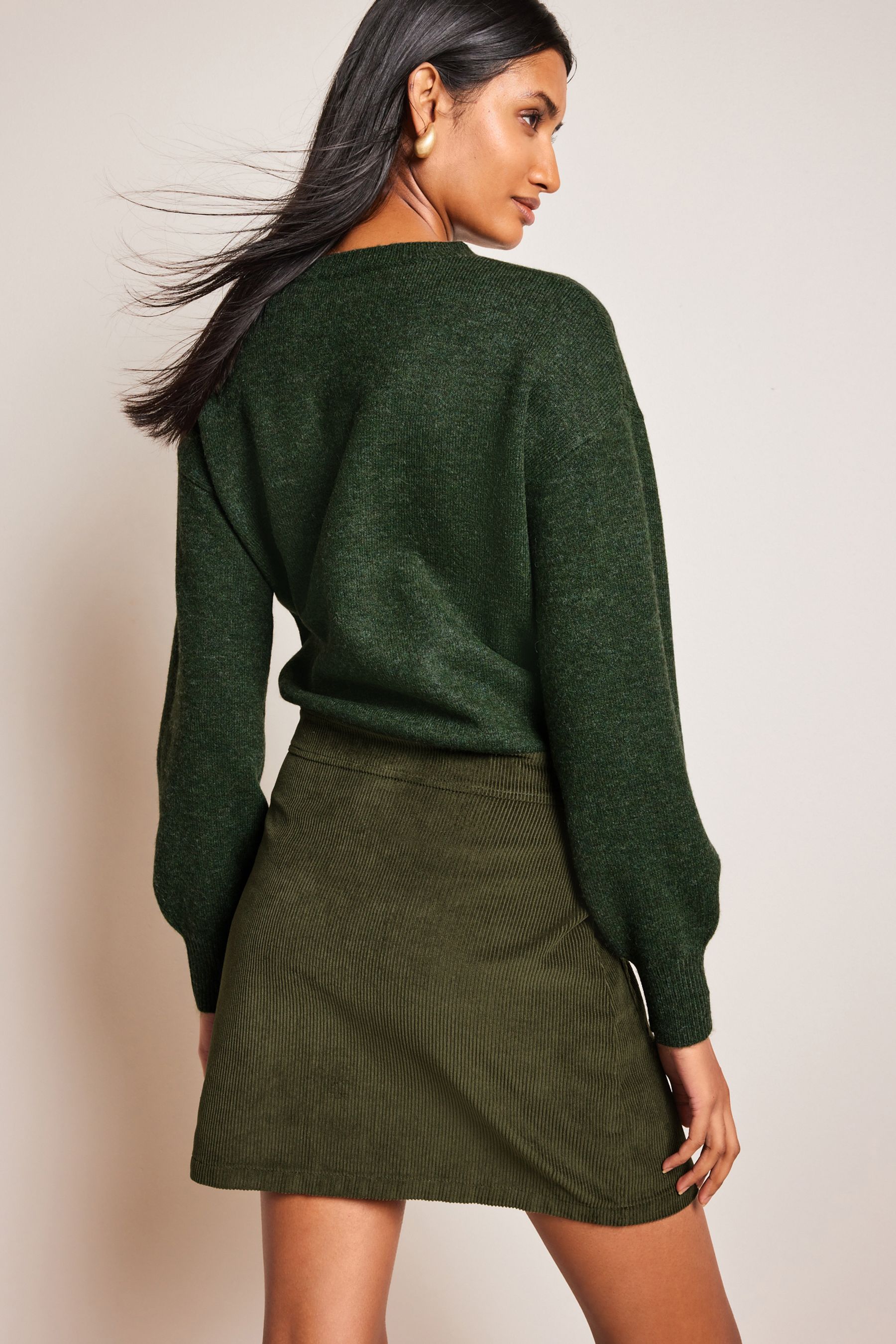 Buy Khaki Green 2 In 1 Corduroy Mix Button Jumper Dress from Next Luxembourg