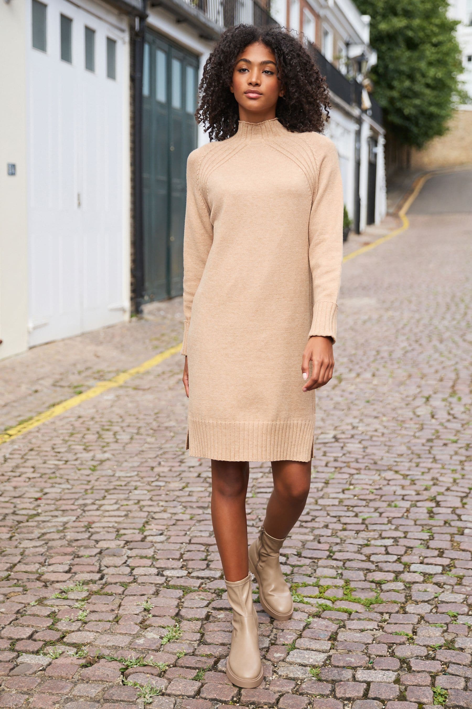Camel colored sweater dress outlet