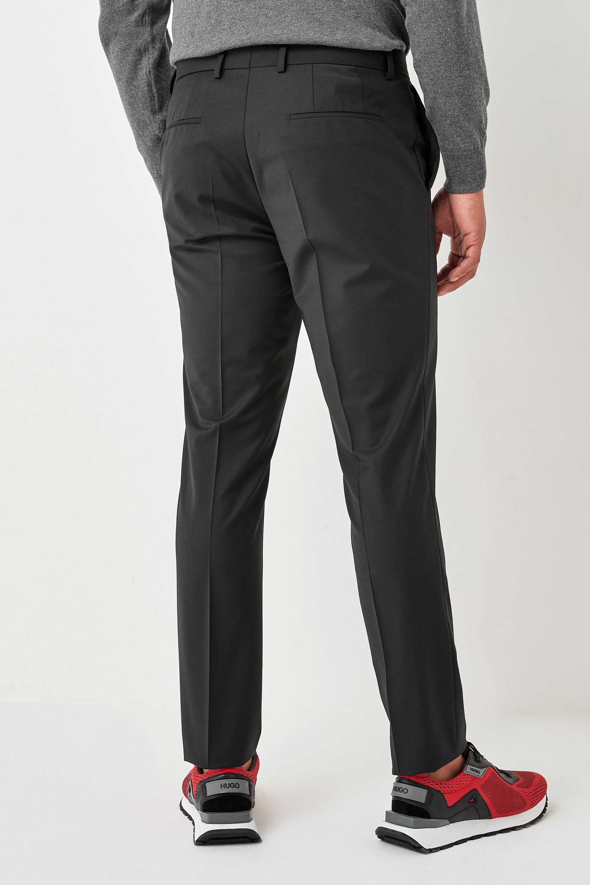 HUGO Black Regular Fit Wool Blend Trousers - Image 2 of 4