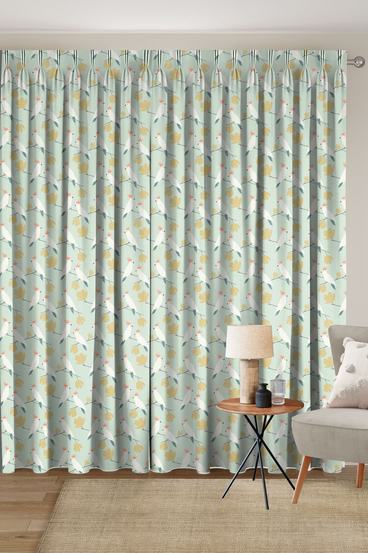 Scion Green Lovebirds Made To Measure 100% Cotton Curtains - Image 2 of 8