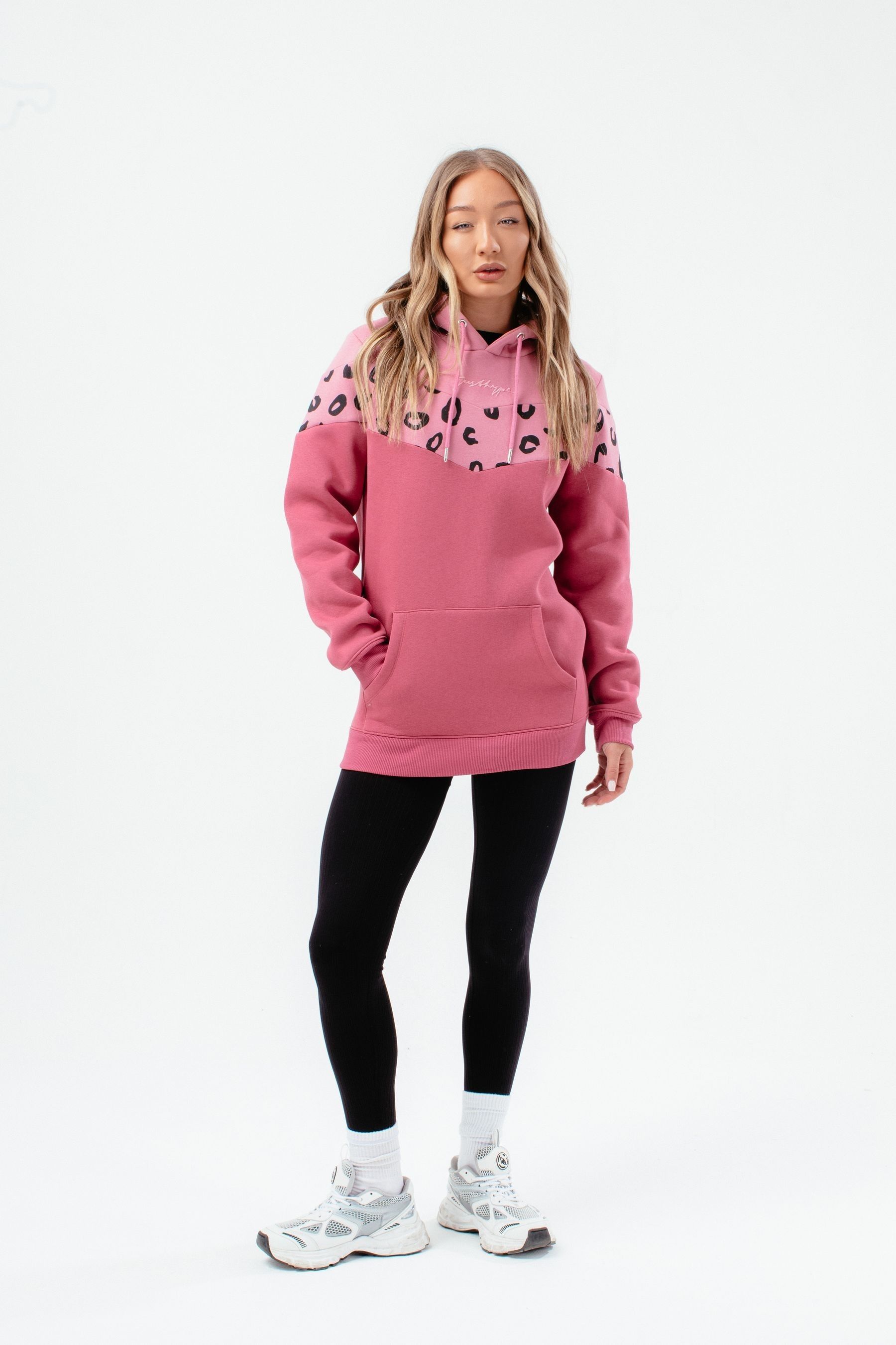 Buy Hype. Womens Pink Leopard Panel Longline Hoodie from the Next UK online shop