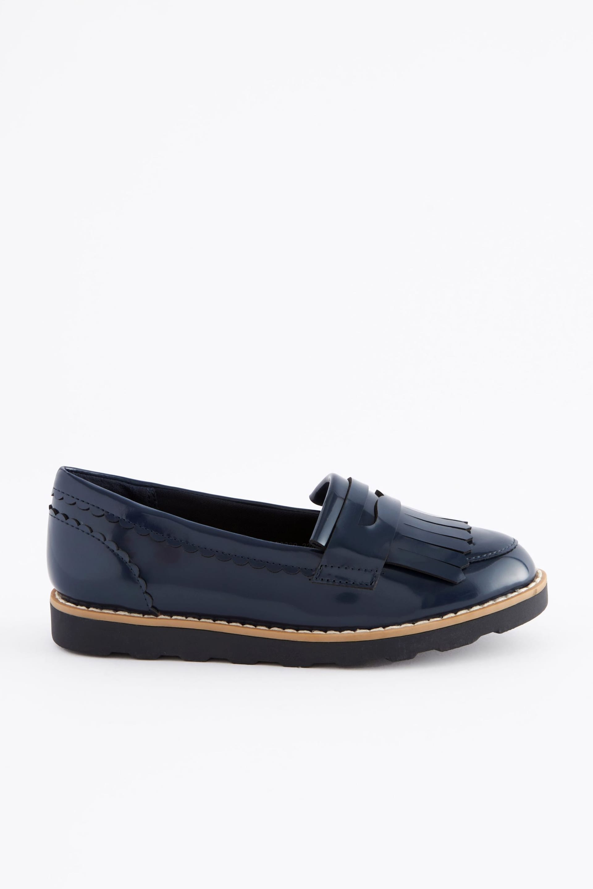 Navy Blue Standard Fit (F) School Tassel Loafers - Image 2 of 5