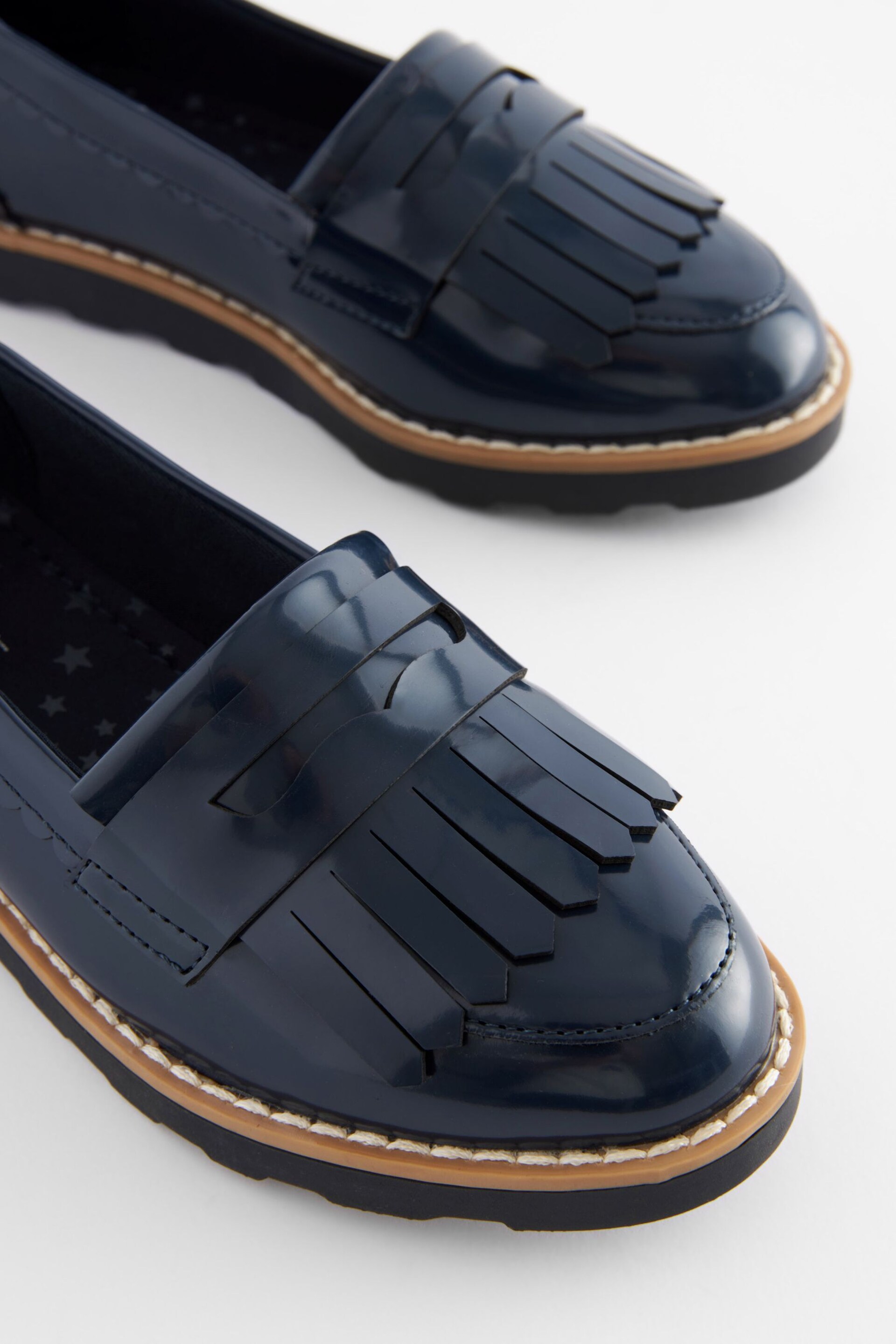 Navy Blue Standard Fit (F) School Tassel Loafers - Image 4 of 5