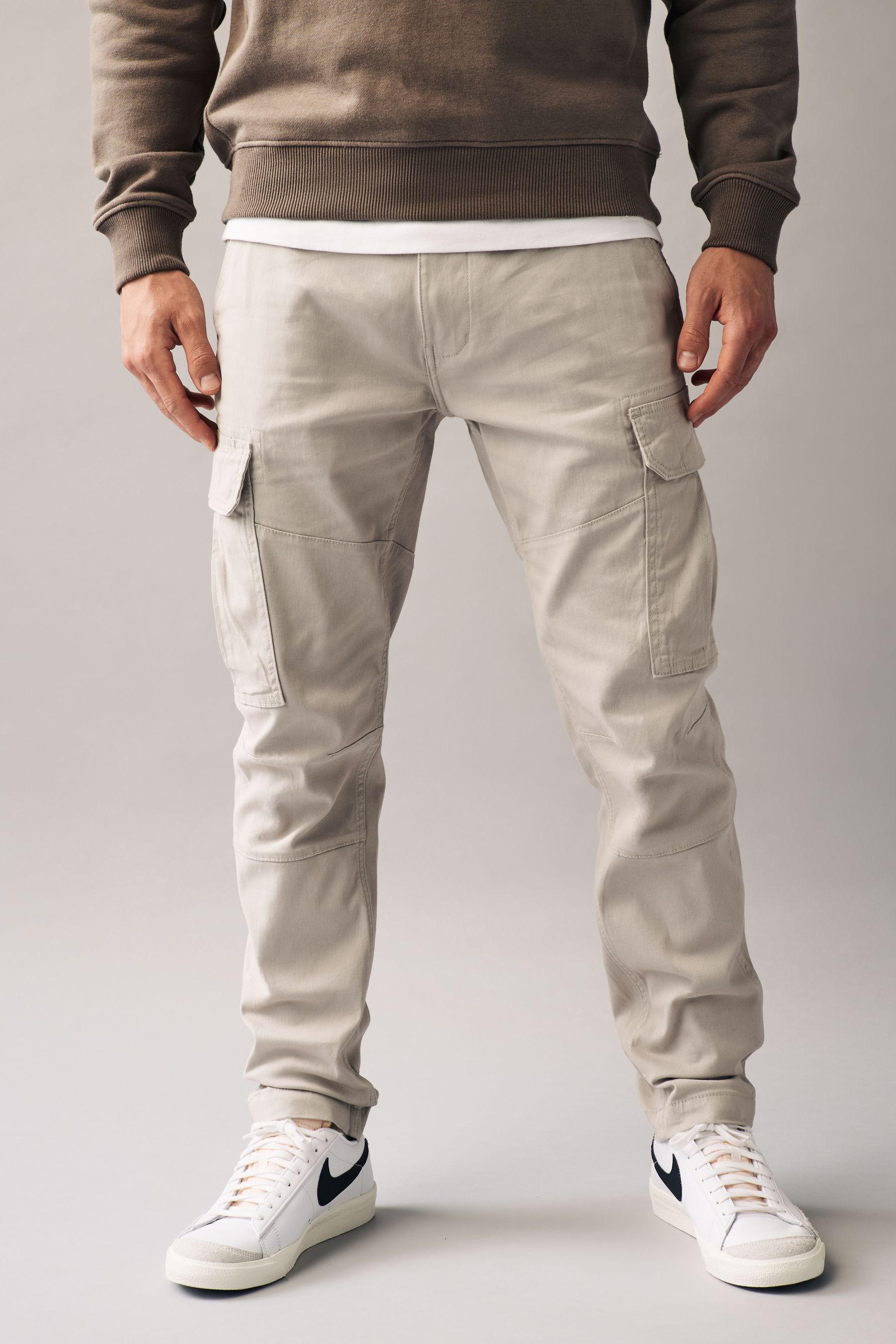 Buy Light Stone Slim Fit Cotton Stretch Cargo Trousers from the Next UK online shop