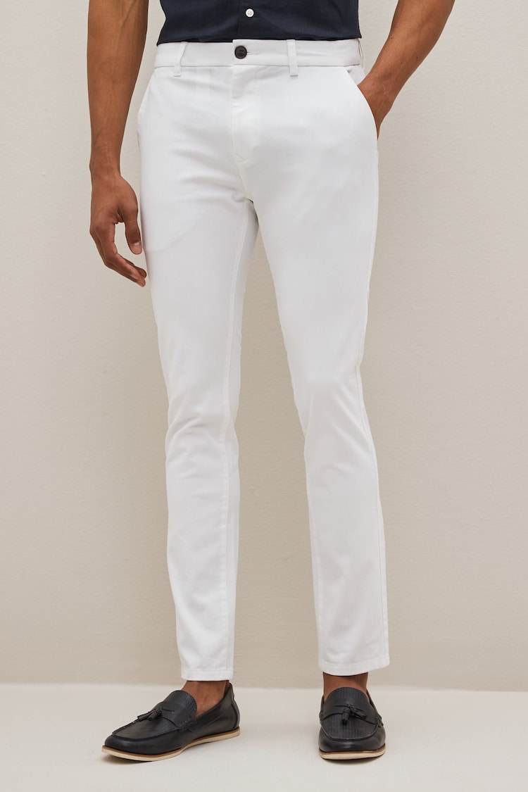 White Skinny Fit Stretch Chino Trousers - Image 1 of 6