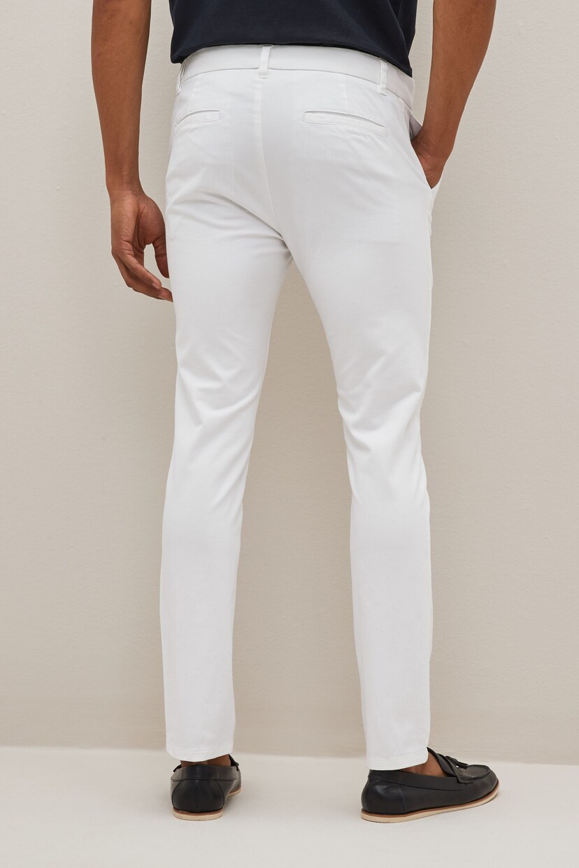 White Skinny Fit Stretch Chino Trousers - Image 3 of 6