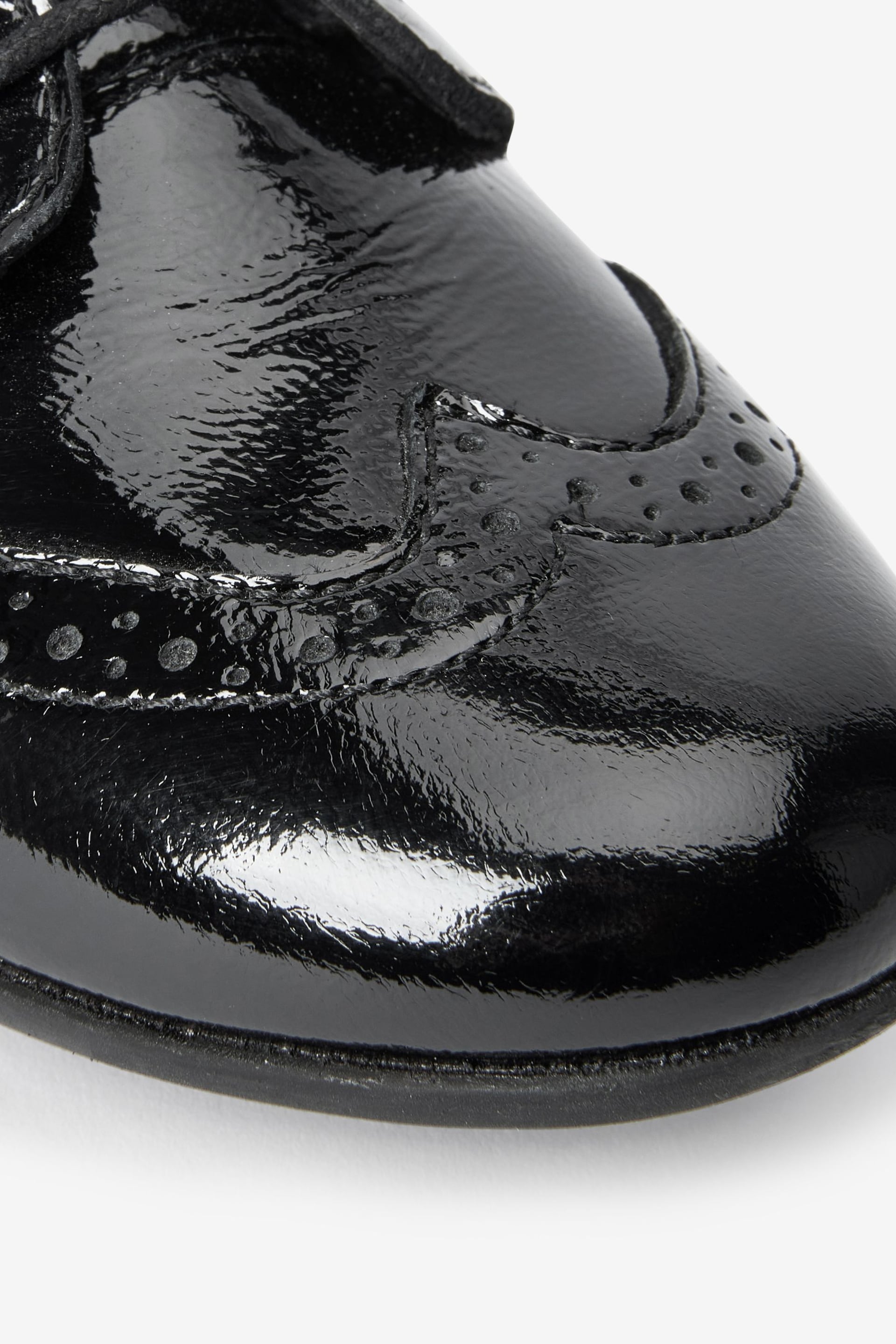 Black Patent Standard Fit (F) School Leather Lace-Up Brogues - Image 10 of 10
