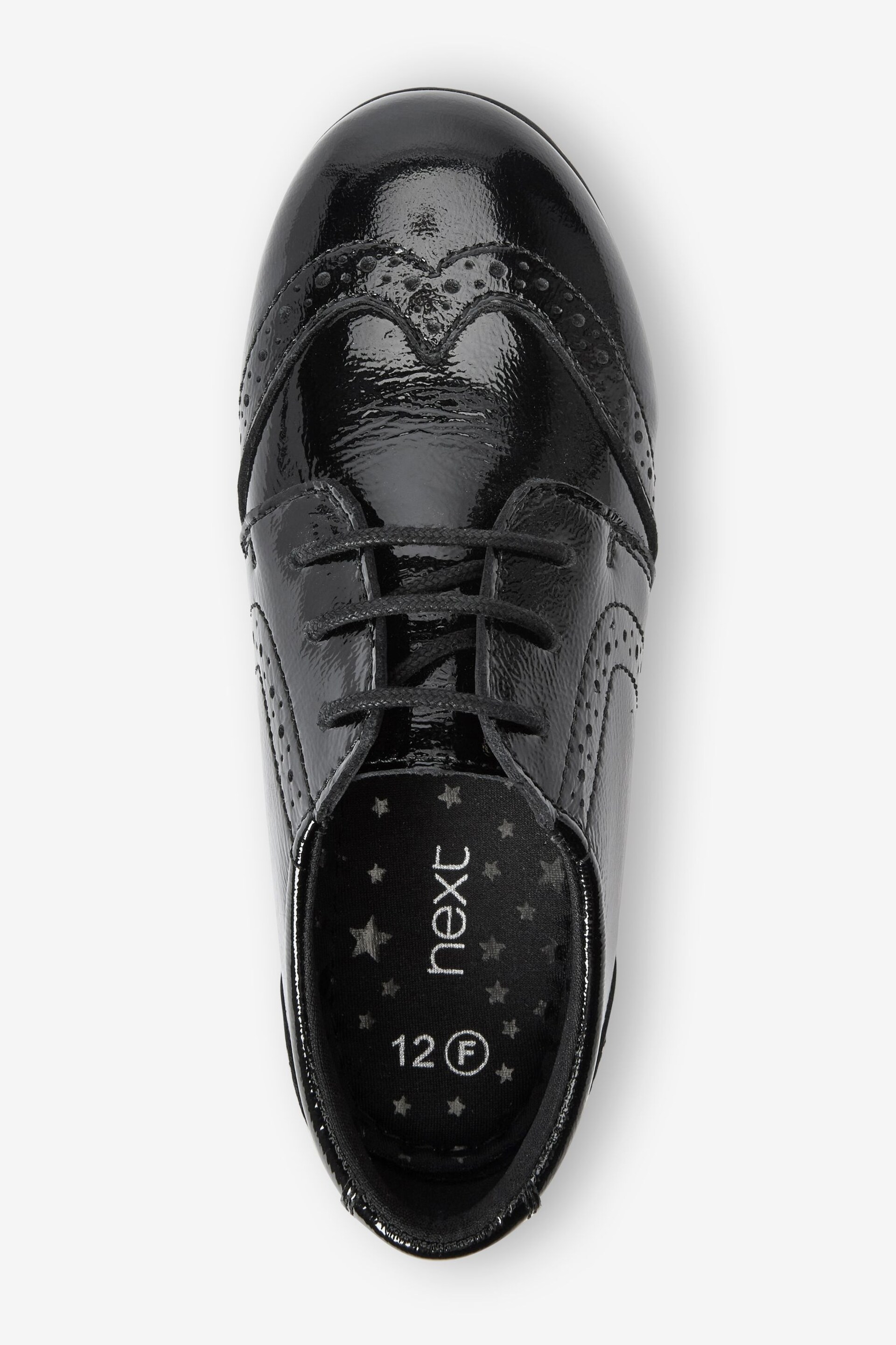 Black Patent Standard Fit (F) School Leather Lace-Up Brogues - Image 6 of 10