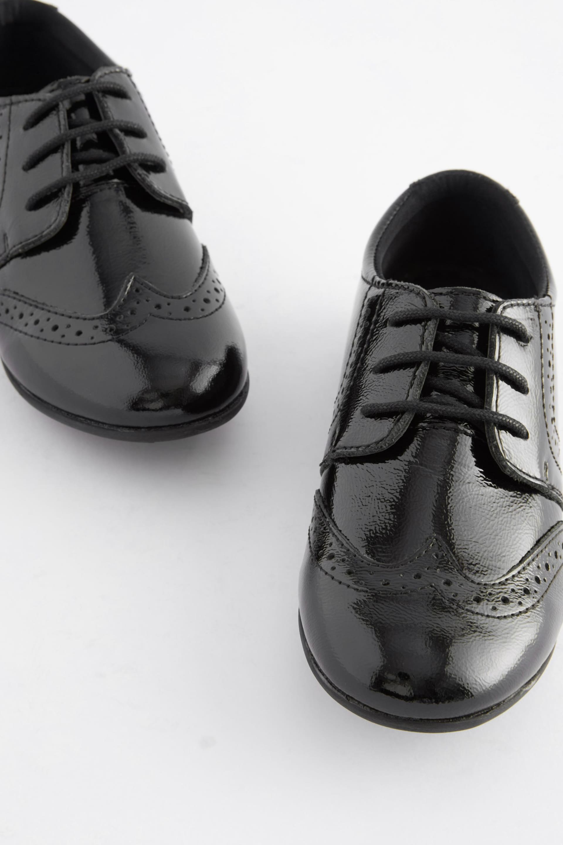 Black Patent Standard Fit (F) School Leather Lace-Up Brogues - Image 8 of 10