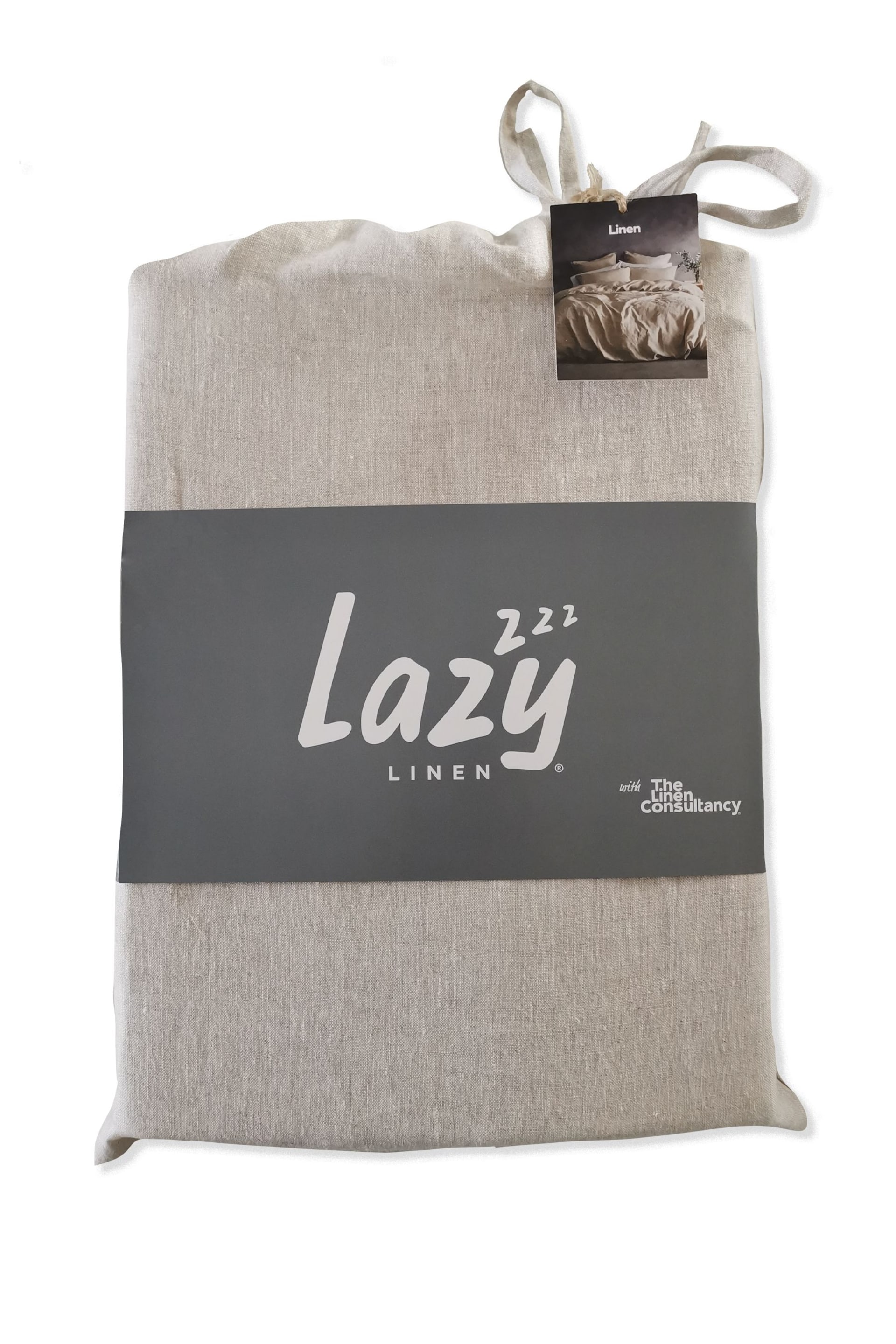 Lazy Linen Natural 100% Washed Linen Fitted Sheet - Image 3 of 3