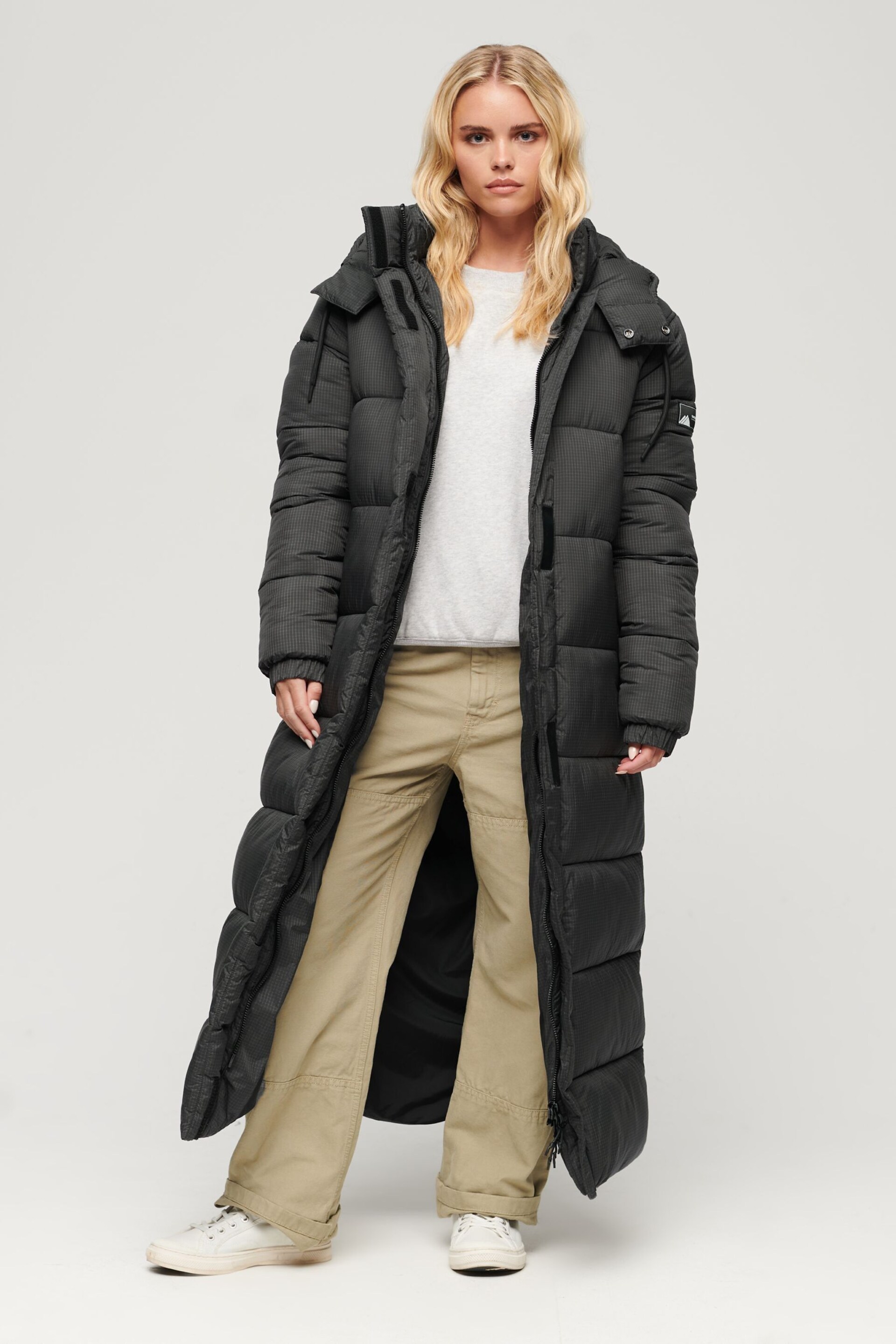 Superdry Black Ripstop Longline Puffer Jacket - Image 1 of 7