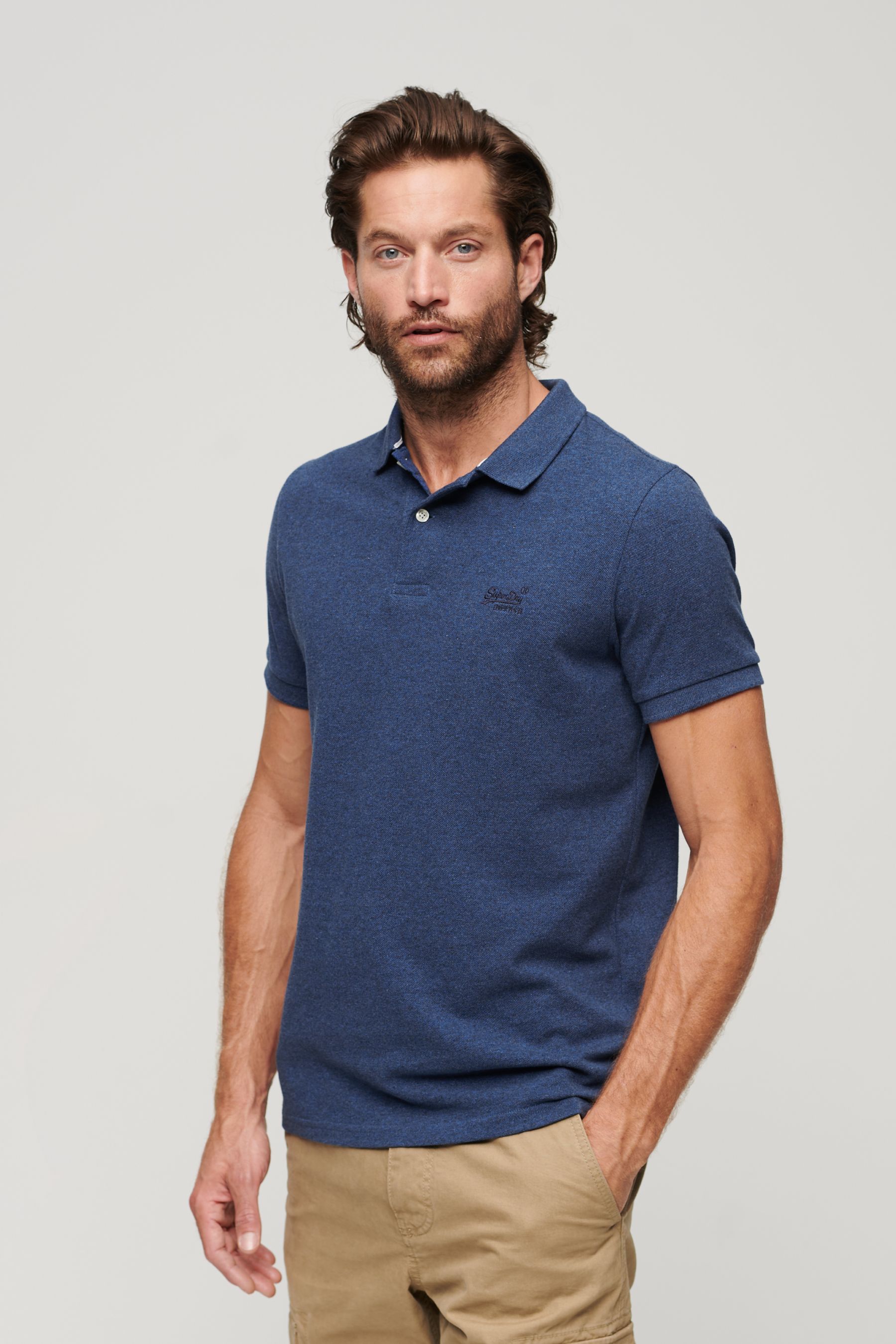 Buy Superdry Blue Black Marl Classic Pique Polo Shirt from Next Luxembourg