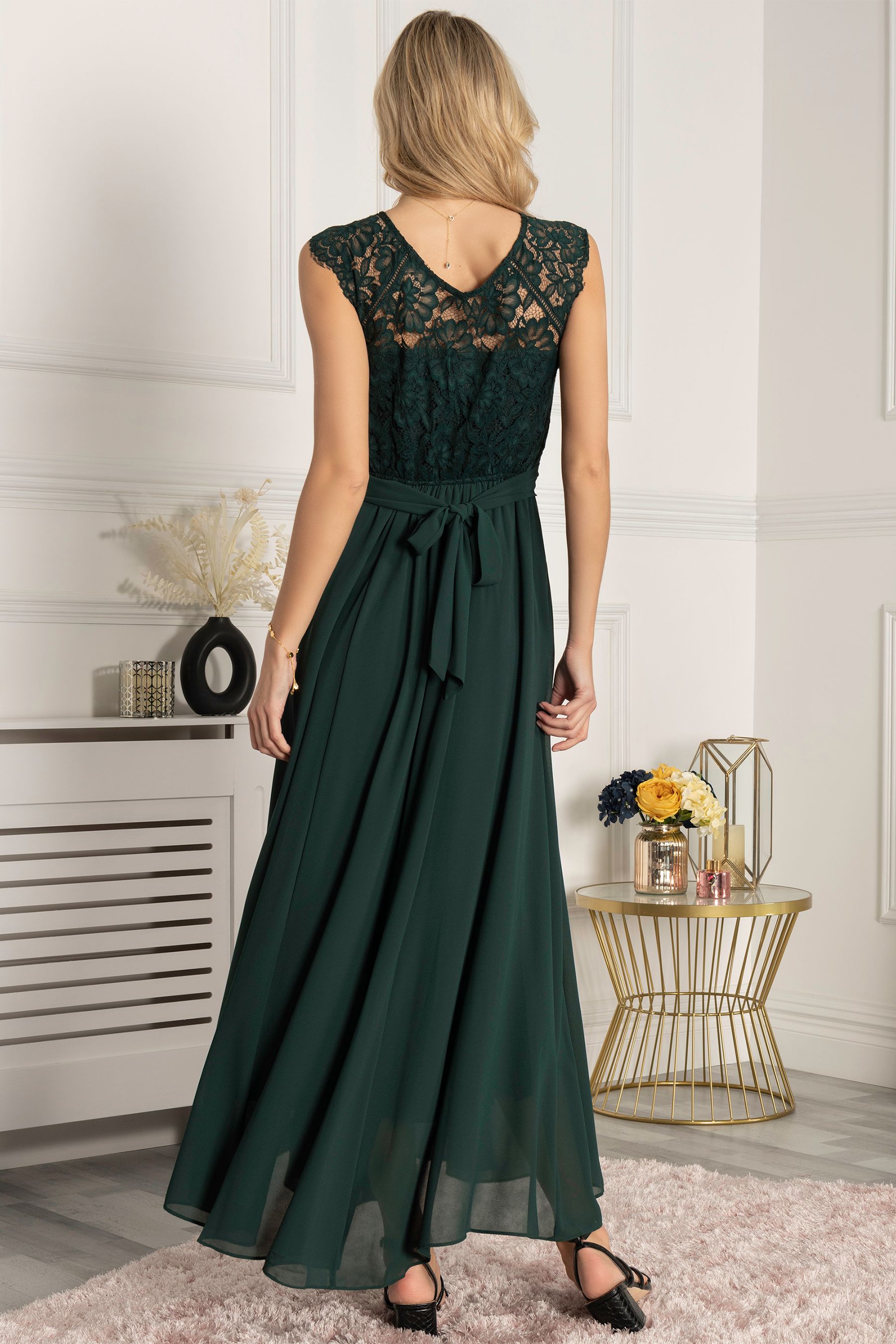 Buy Jolie Moi Green Cap Sleeve Lace Bodice Maxi Dress from Next Luxembourg