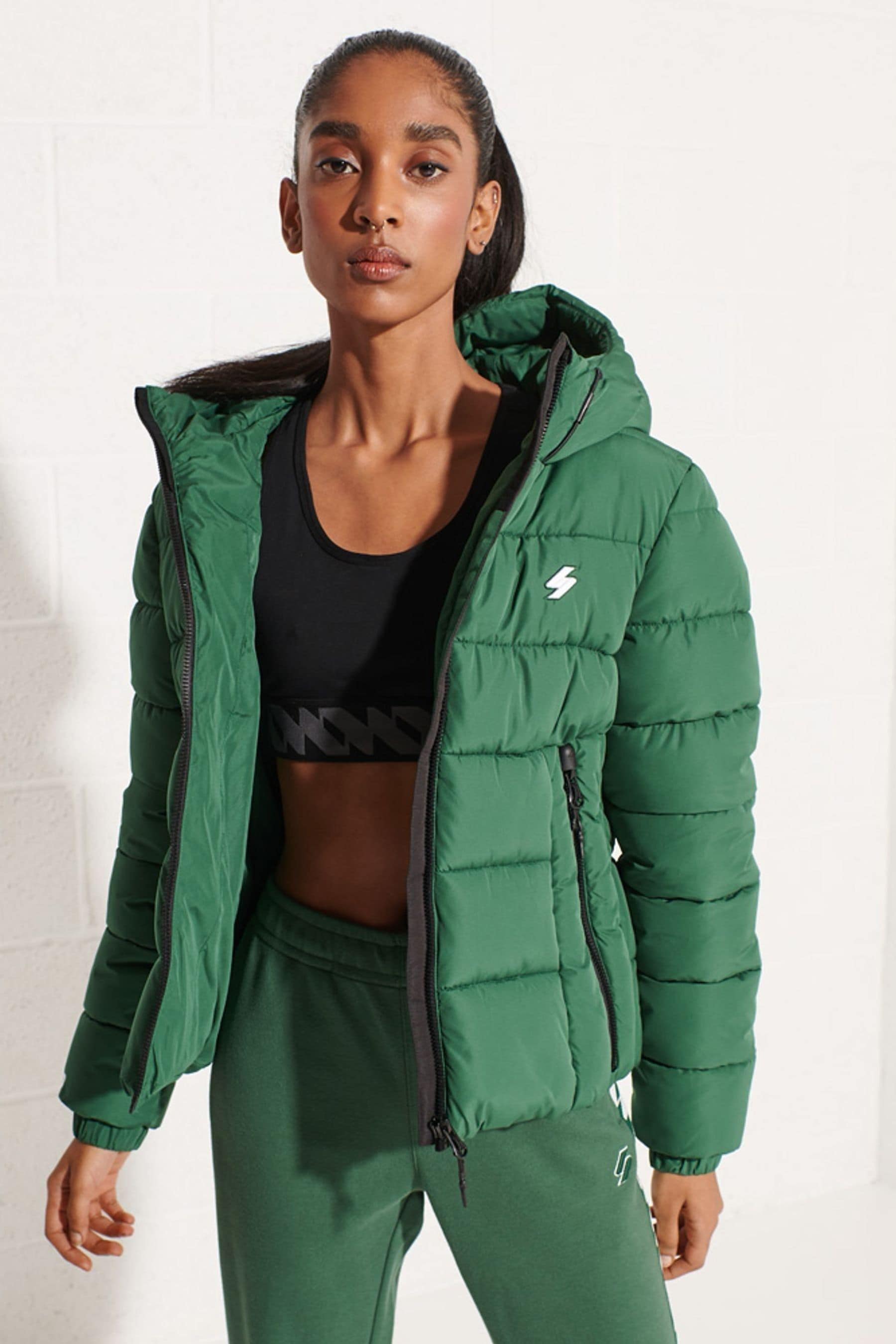 Buy Superdry Green Hooded Spirit Sports Puffer Jacket from Next Luxembourg
