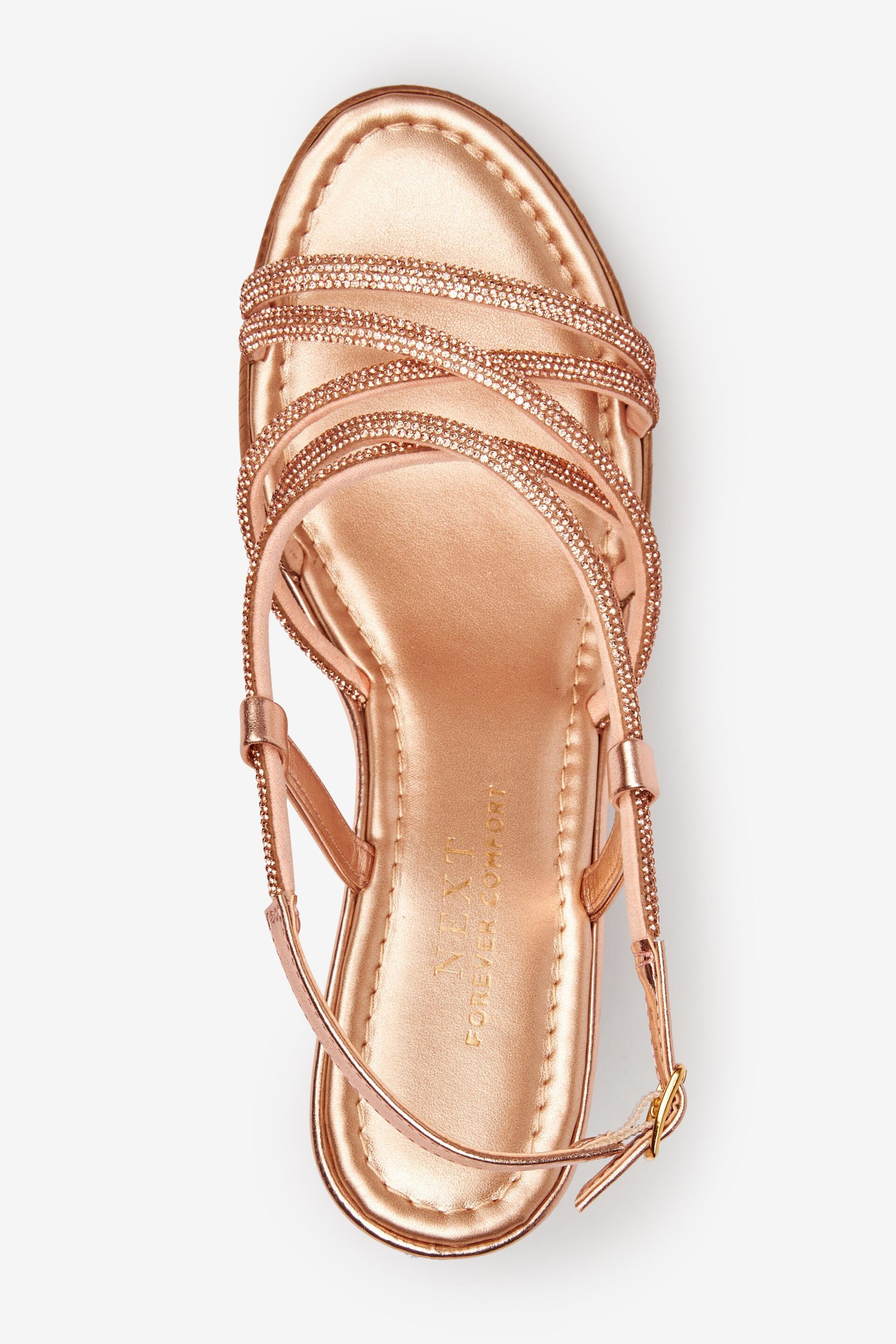 Rose Gold Forever Comfort® Tubular Bling Asymmetric Wedges - Image 4 of 6