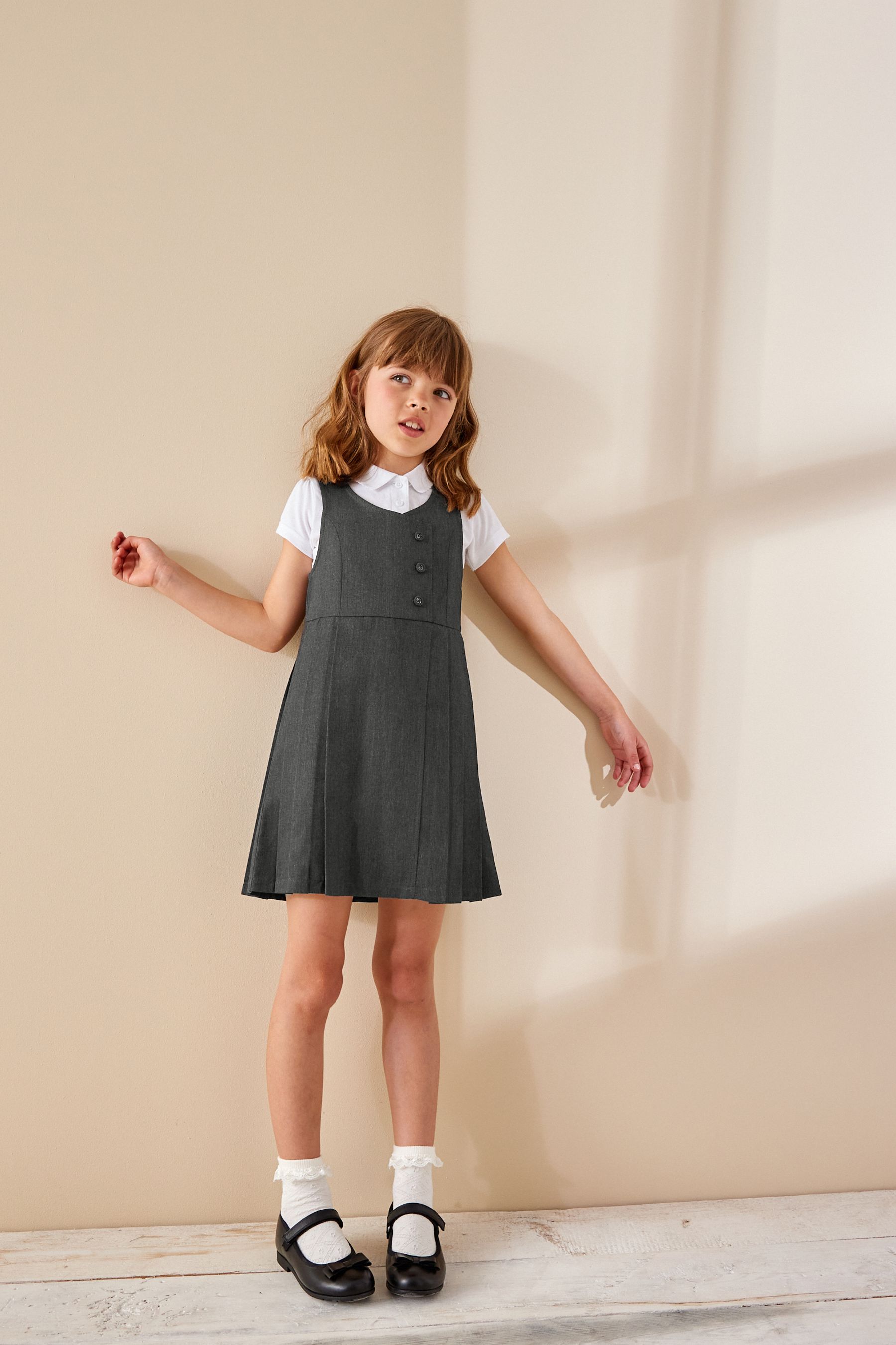 Plus fit grey school pinafore shop