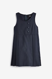 Navy Blue Asymmetric Button Front Pinafore School Dress (3-14yrs) - Image 5 of 6