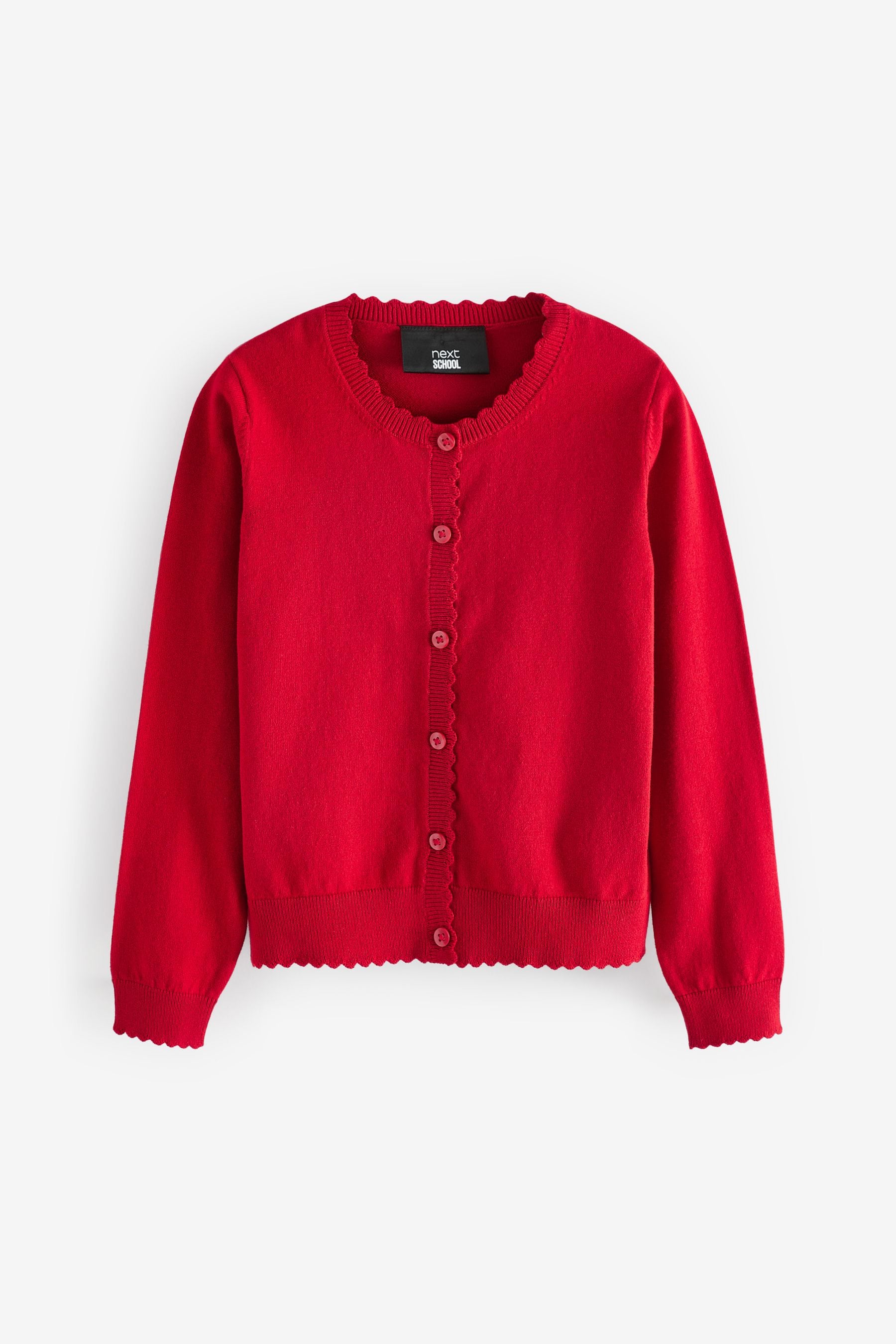 Buy Red Cotton Rich Scalloped Edge School Cardigan 3 16yrs from Next Luxembourg