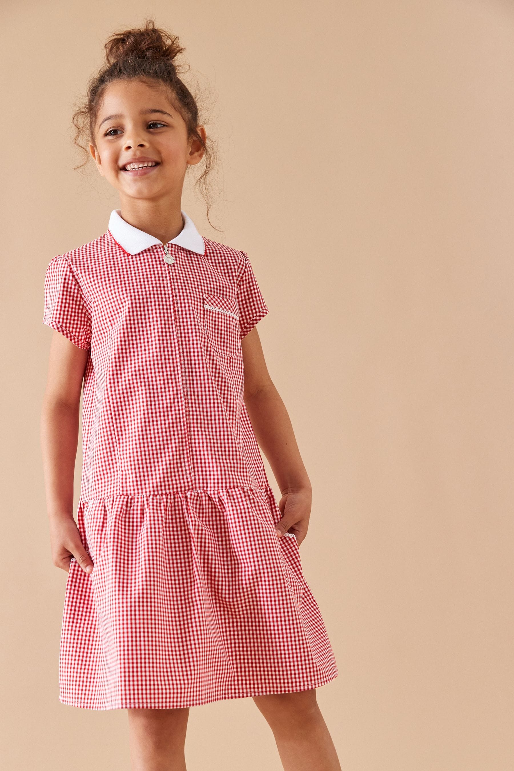 Buy Red Zip Front Cotton Rich Gingham School Dress 3 14yrs from Next Germany