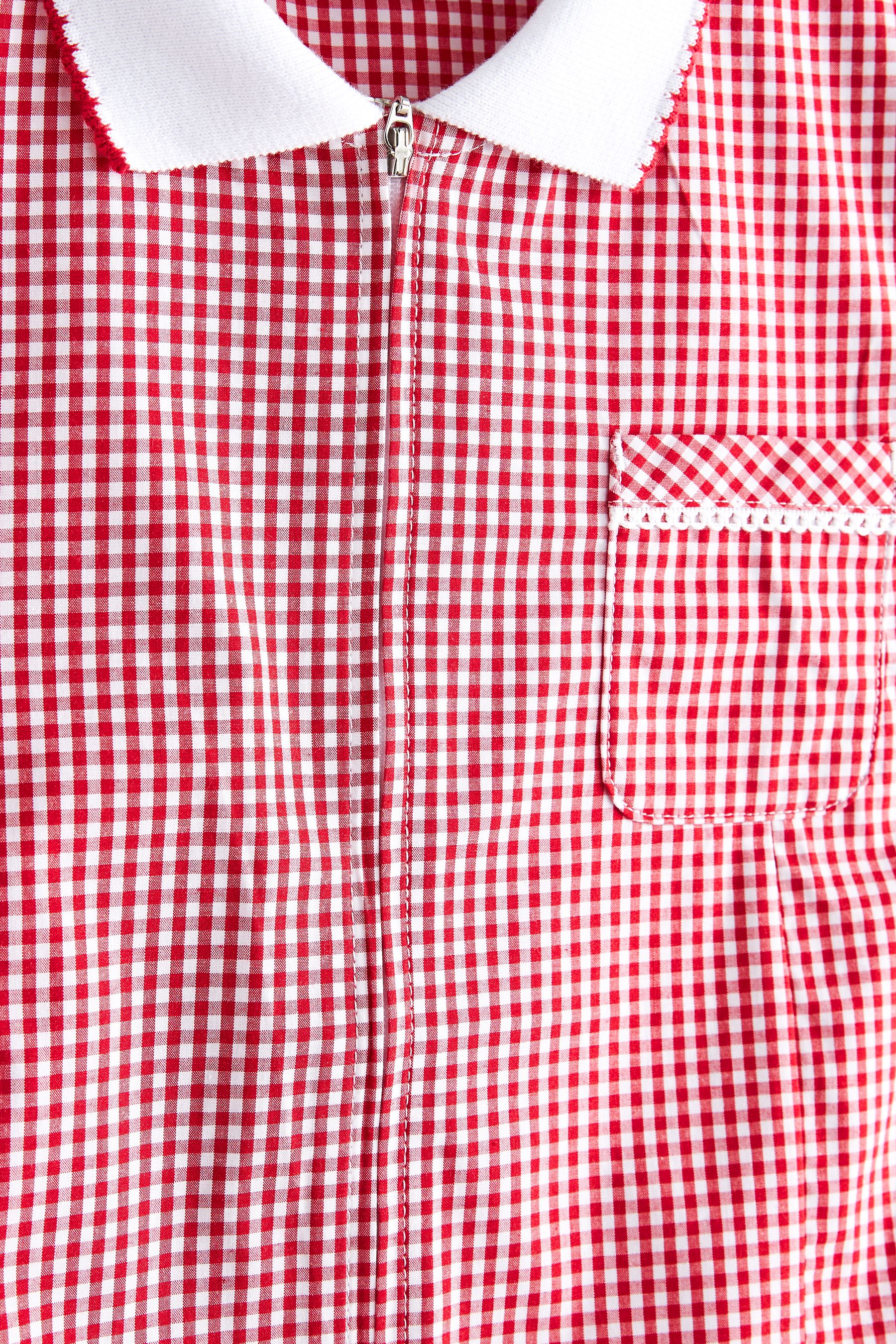 Red check summer school dress top
