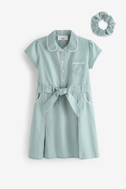 Green Gingham Cotton Rich Belted School Dress With Scrunchie (3-14yrs) - Image 6 of 8