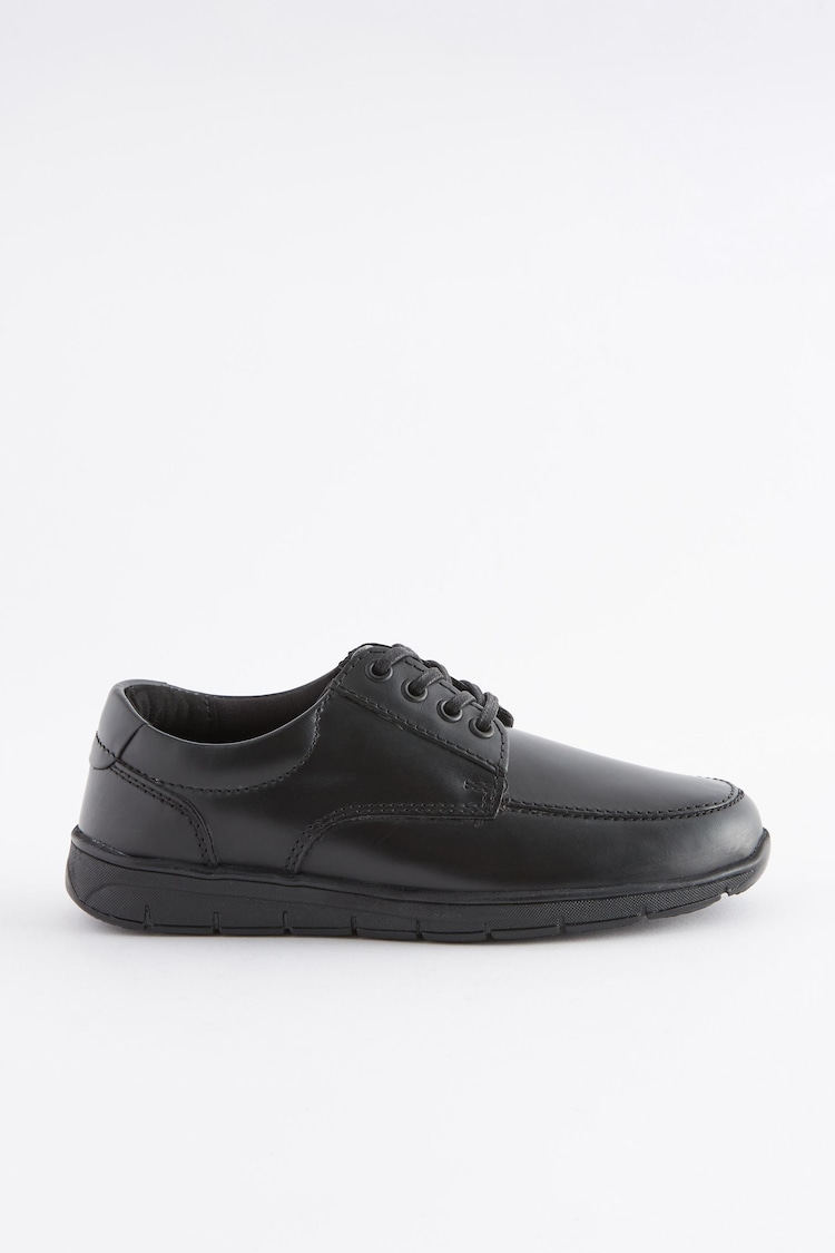 Black Wide Fit (G) School Leather Lace-Up Shoes - Image 2 of 5