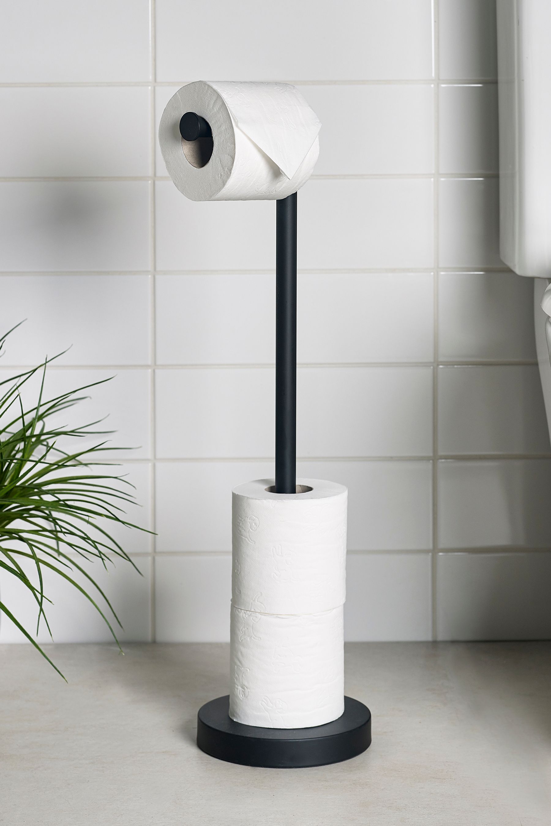 Black toilet roll and towel holder best sale