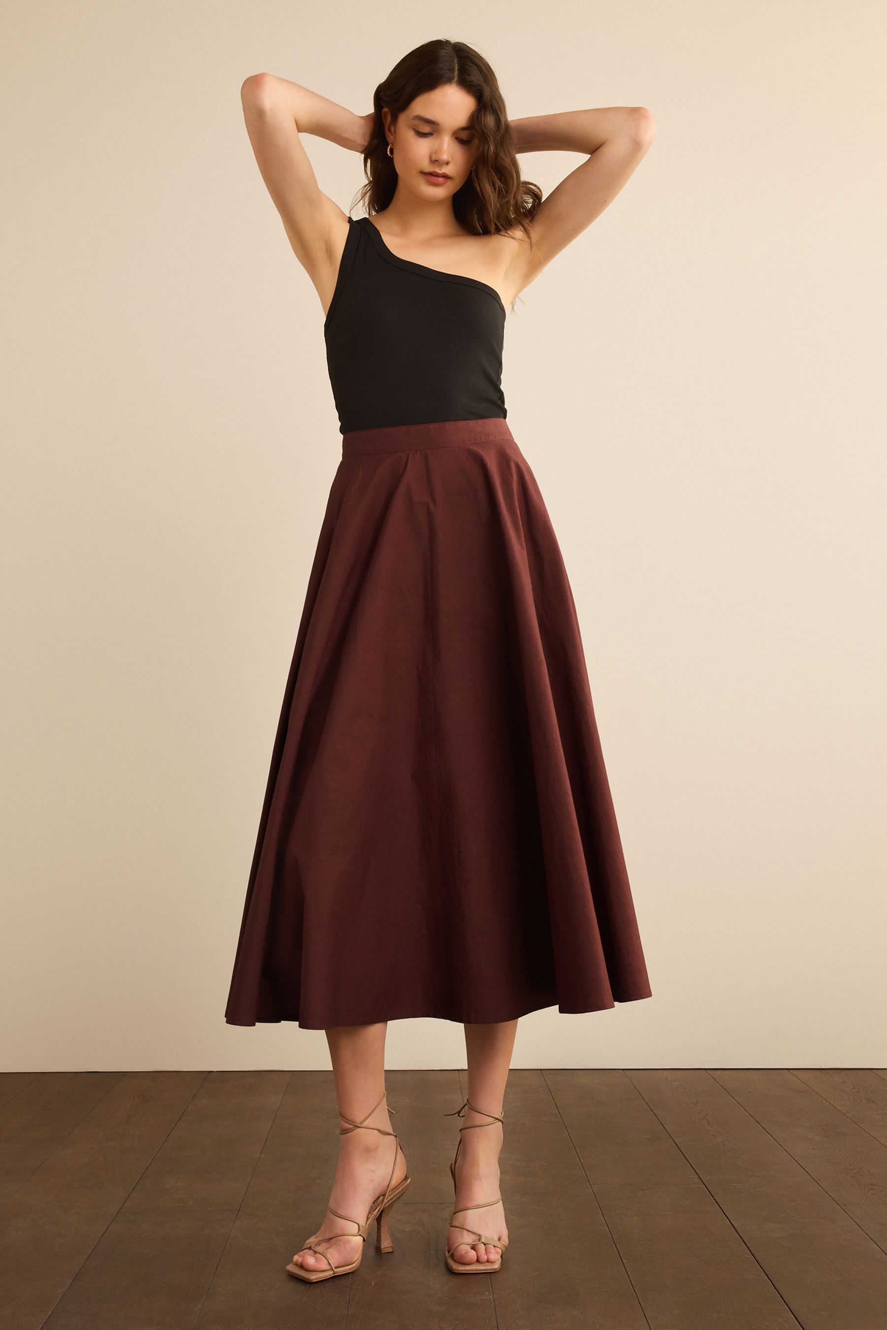 Brown skirt midi length outlet